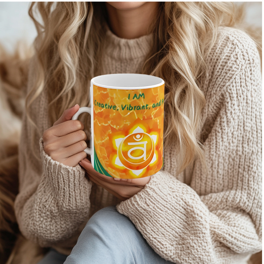 Sacral Chakra Mug, Ethereal Chakra Mug Collection, Creativity & Flow Coffee Mug,  11oz, 15oz, Spiritual Yoga Gift