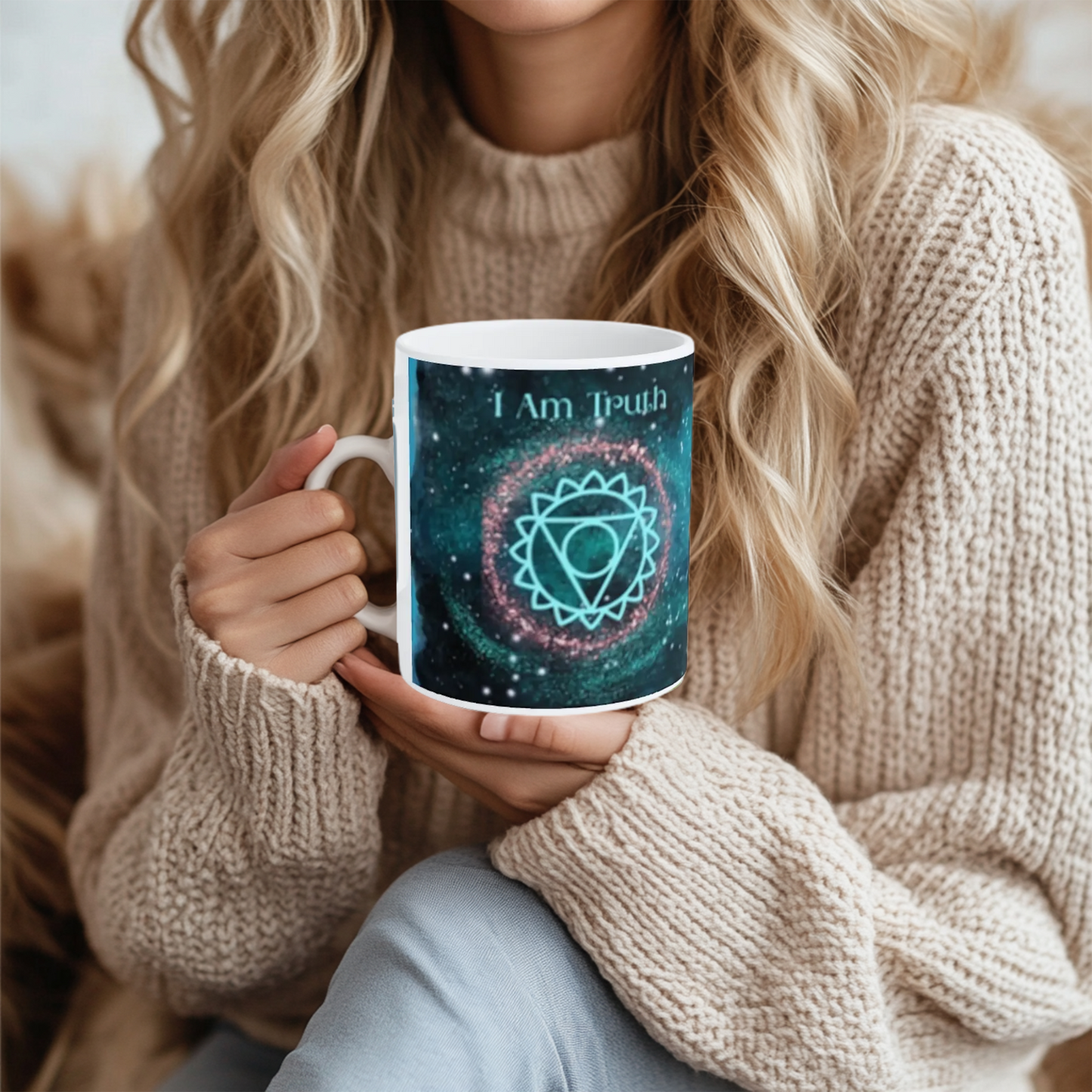 Throat Chakra Mug, Ethereal Chakra Mug Collection, 5th Chakra, Communication & Truth Mug Cup, Spiritual Gift, 11oz, 15oz Mugs