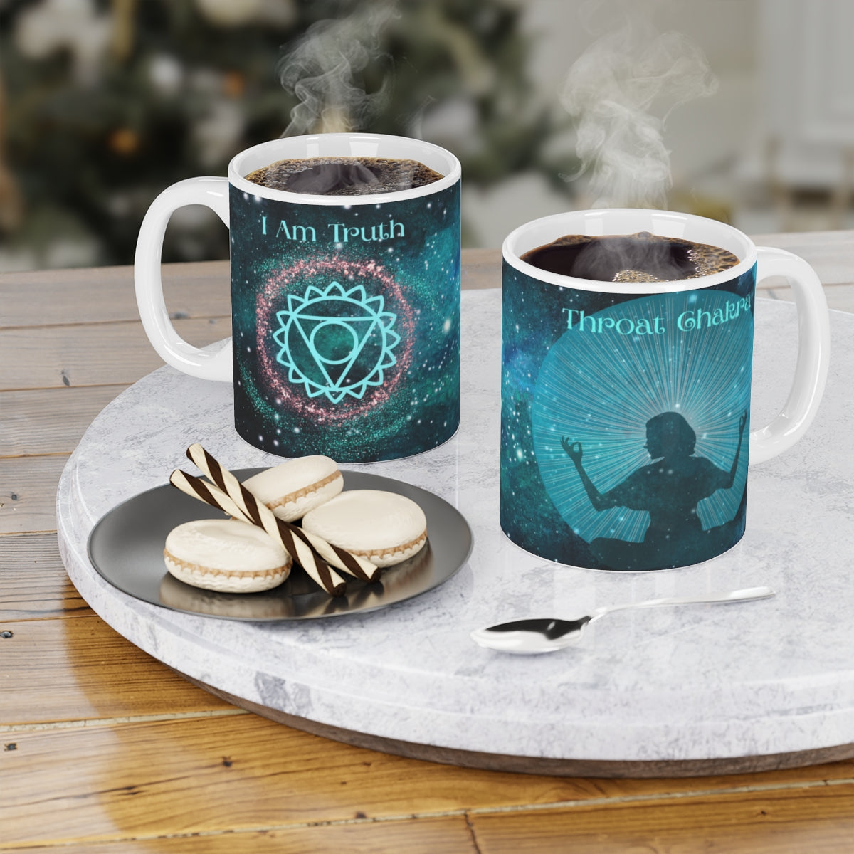 Throat Chakra Mug, Ethereal Chakra Mug Collection, 5th Chakra, Communication & Truth Mug Cup, Spiritual Gift, 11oz, 15oz Mugs