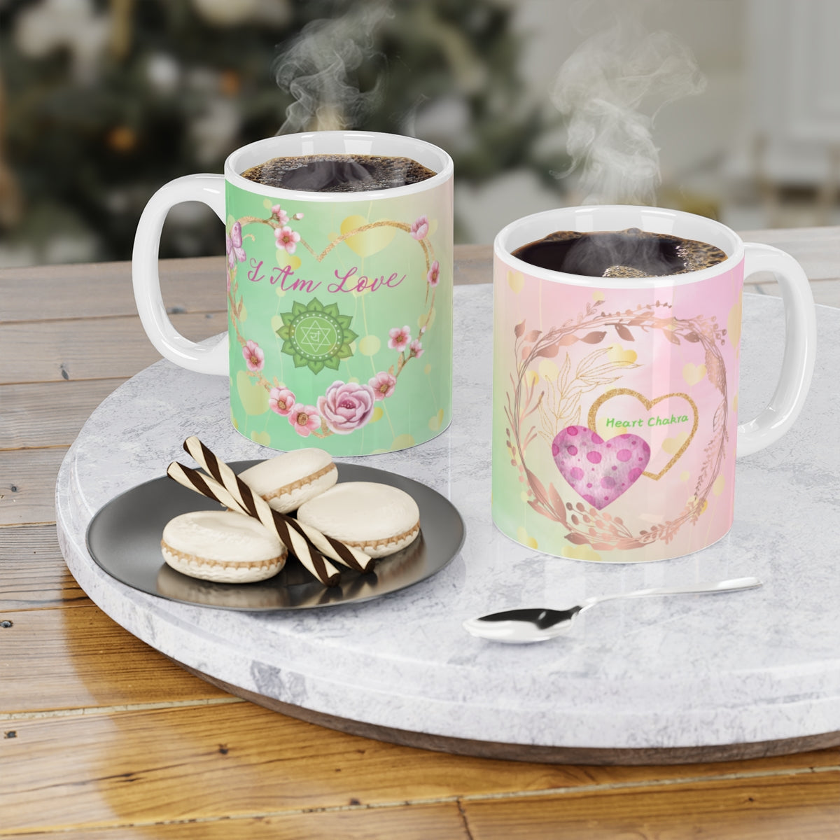 Heart Chakra Mug, Ethereal Chakra Mug Collection, Love & Compassion Coffee Mug with Heart Symbolism, Spiritual Gift, 11oz, 15oz Mug