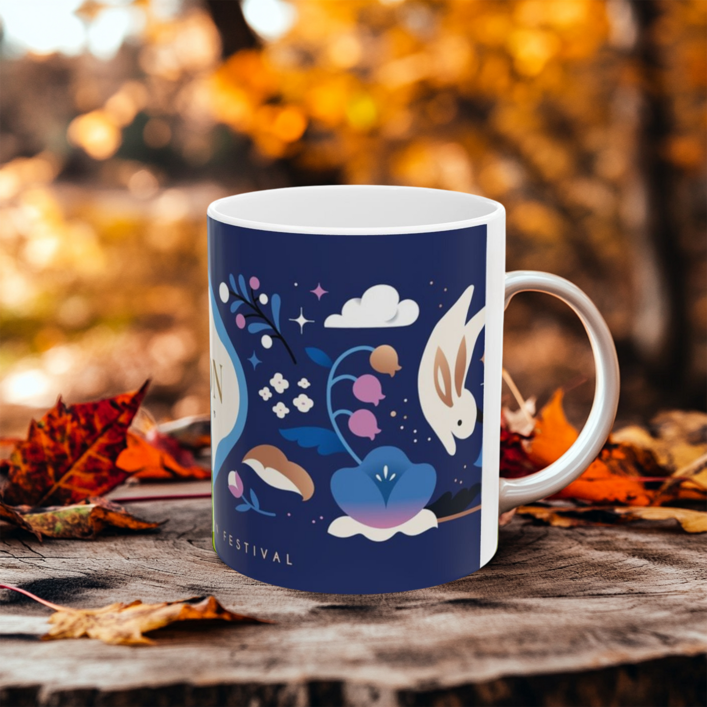 Mid-Autumn Festival Ceramic Mug,  Mid Autumn Festival Mug, Moon Rabbit Coffee Cup, Bunny Tea Mug, Asian Holiday Gift, 11oz & 15oz Mug