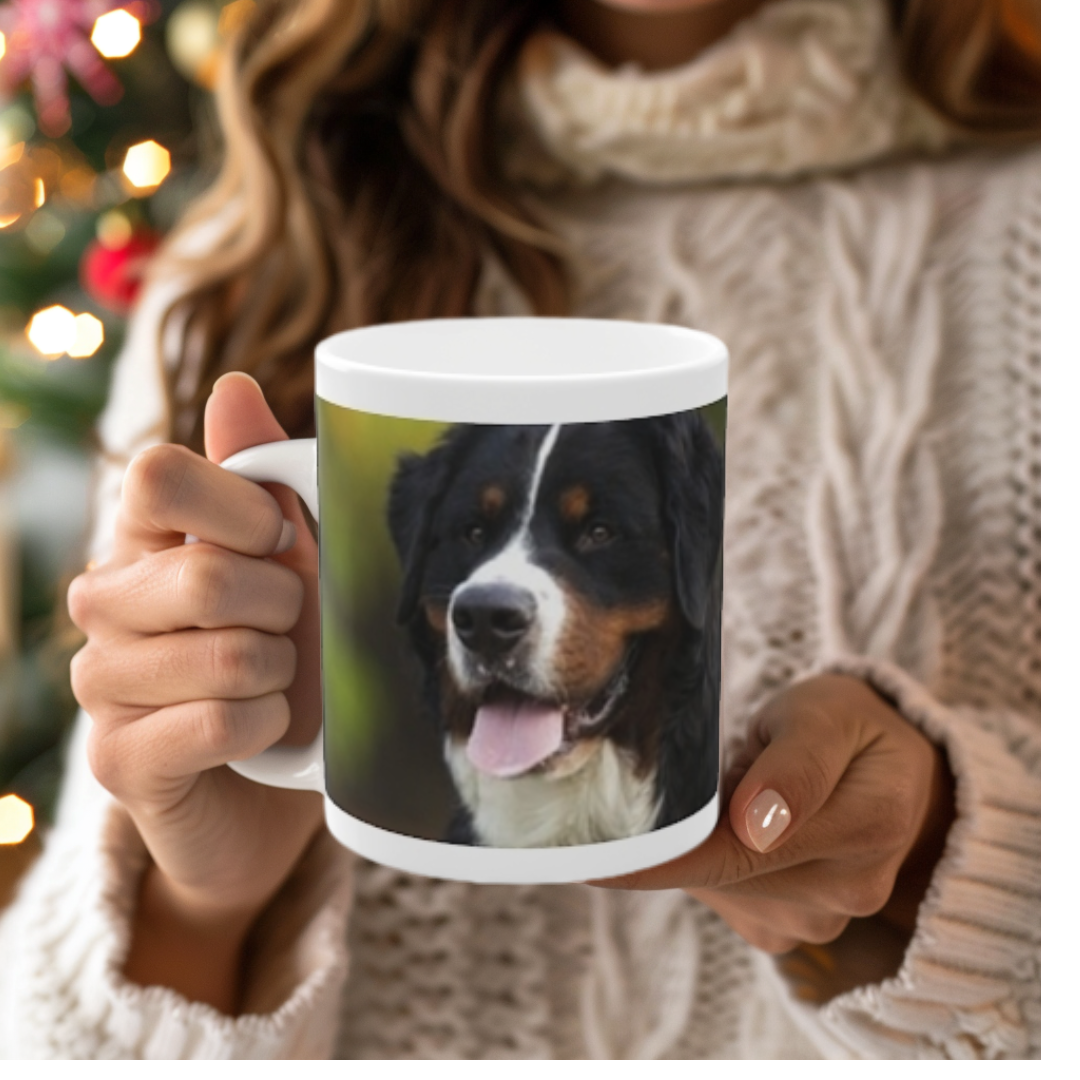 Bernese Mountain Dog Photo Mug – 11oz Coffee Cup for Dog Lovers