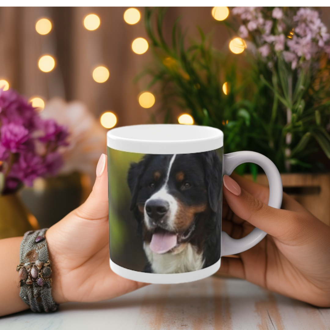 Bernese Mountain Dog Photo Mug – 11oz Coffee Cup for Dog Lovers