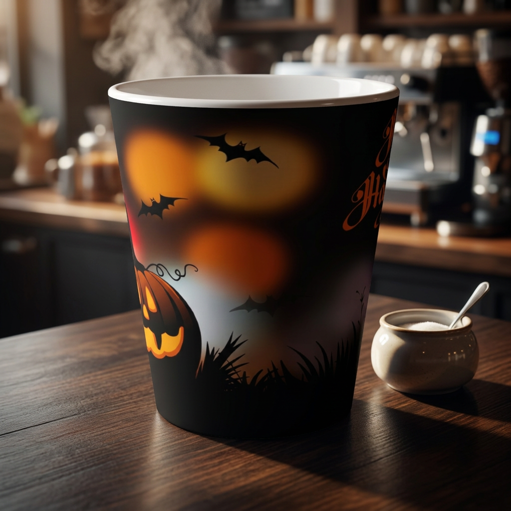 Halloween Pumpkin Latte Mug – Spooky Jack-O'-Lantern Coffee Cup