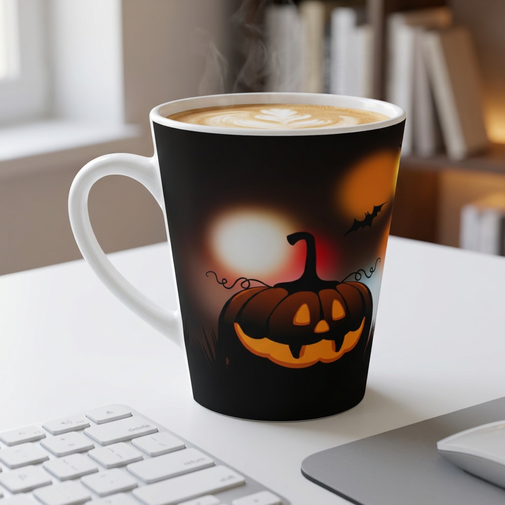 Halloween Pumpkin Latte Mug – Spooky Jack-O'-Lantern Coffee Cup