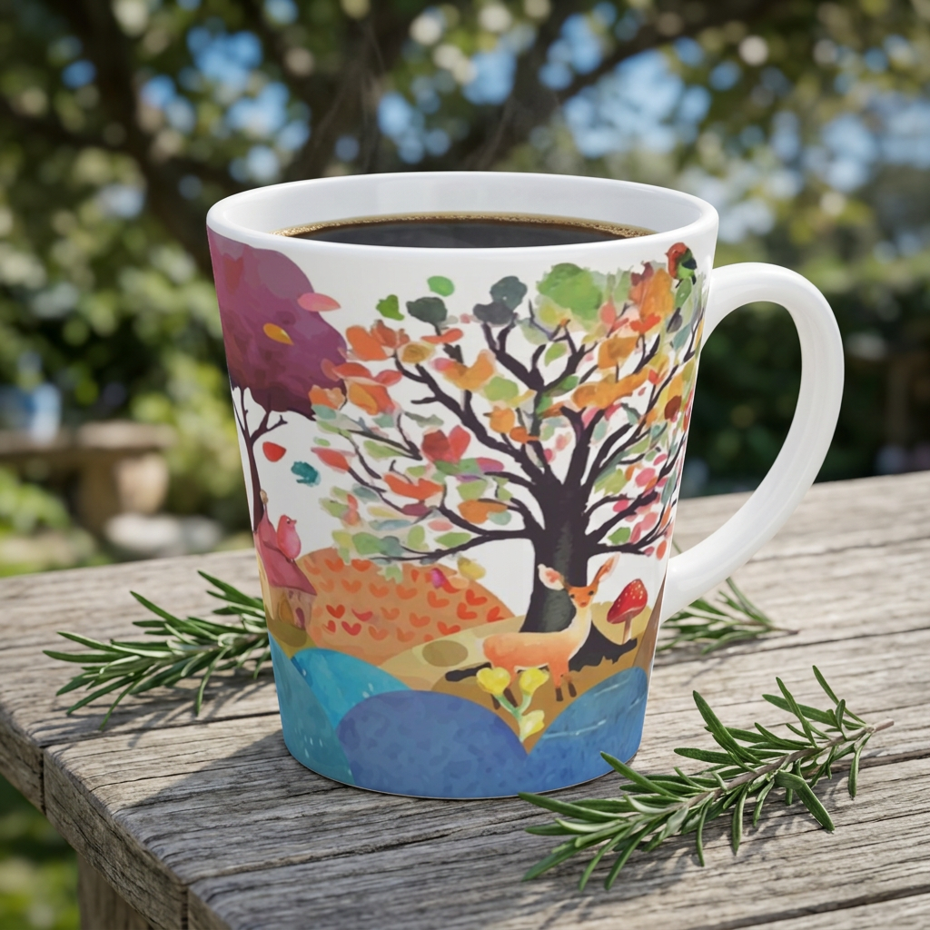 Autumn Wonderland Latte Mug - Cozy Gift for Coffee Lovers, Fall Decor, Unique Kitchenware, Perfect for Thanksgiving, Home & Office
