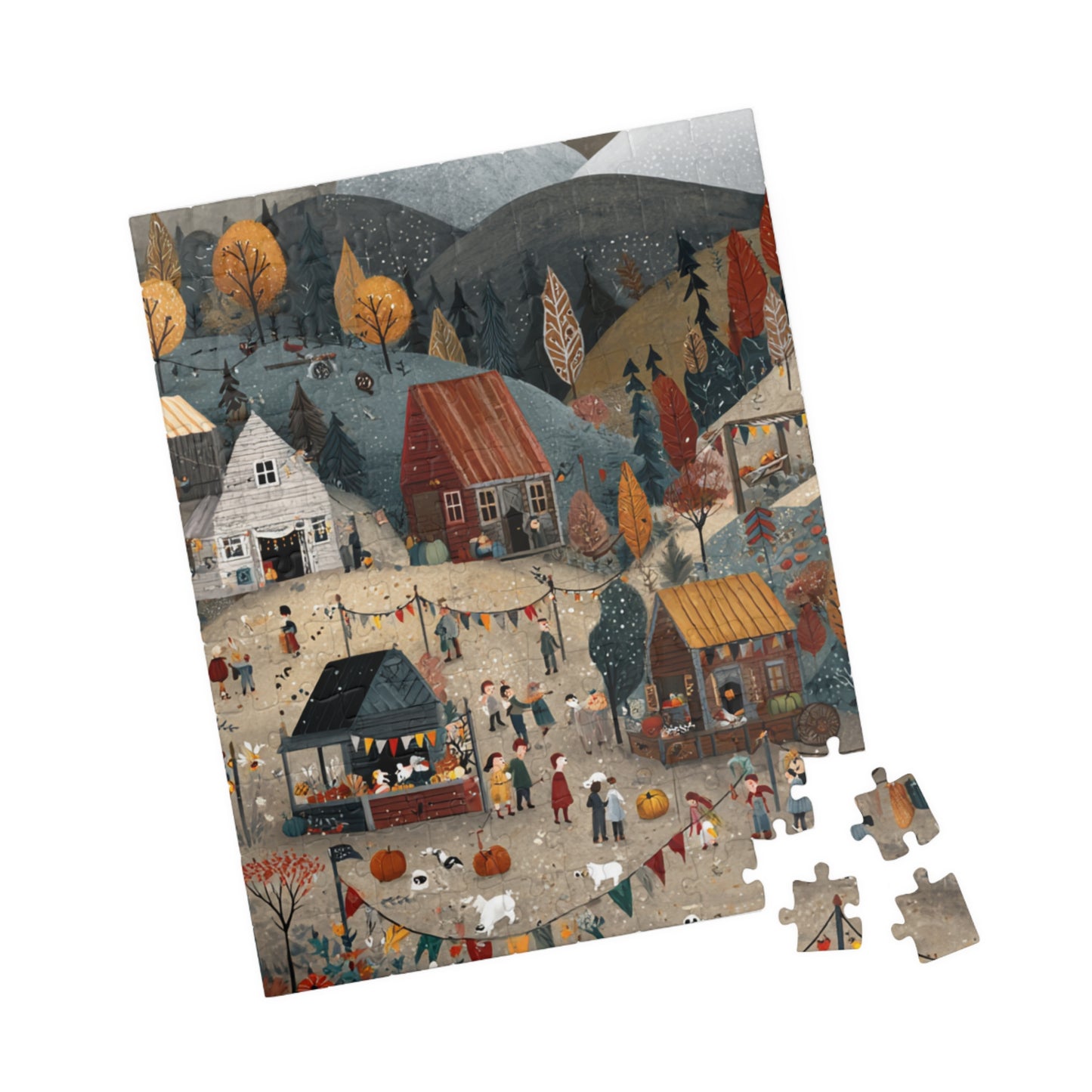 Autumn in a Countryside Village Puzzle | Scenic Fall Landscape | Cozy Autumn Jigsaw | Gift for Nature & Puzzle Lovers | Jazz N’ Coffee Puzzles