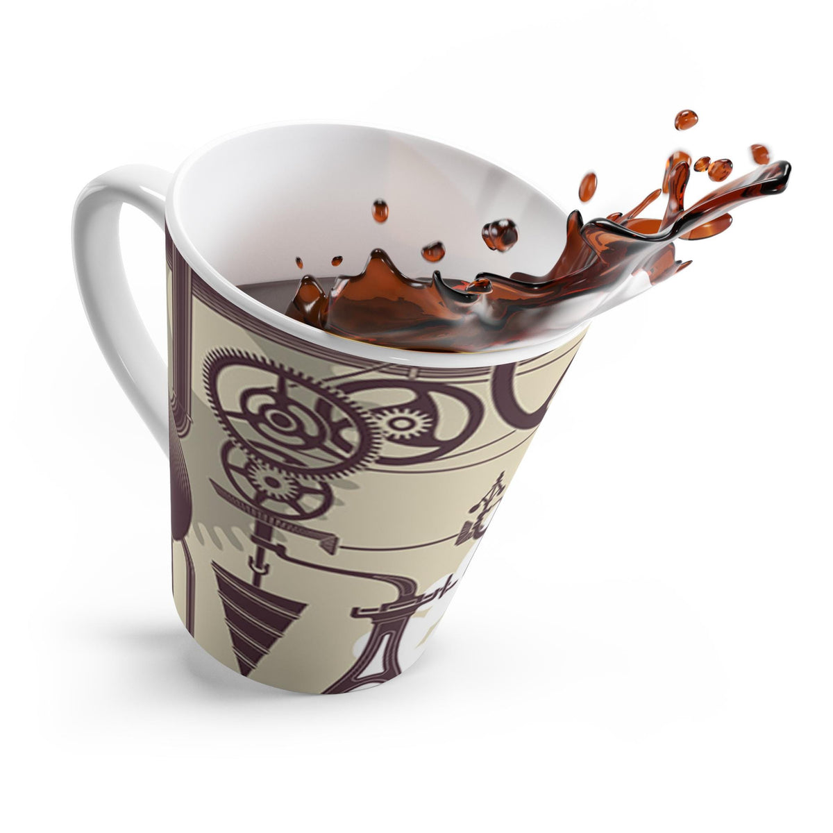 Steampunk Latte Mug - Vintage Industrial Design, Coffee Lover Gift, Unique Cup for Home, Office, Birthday, and Holidays