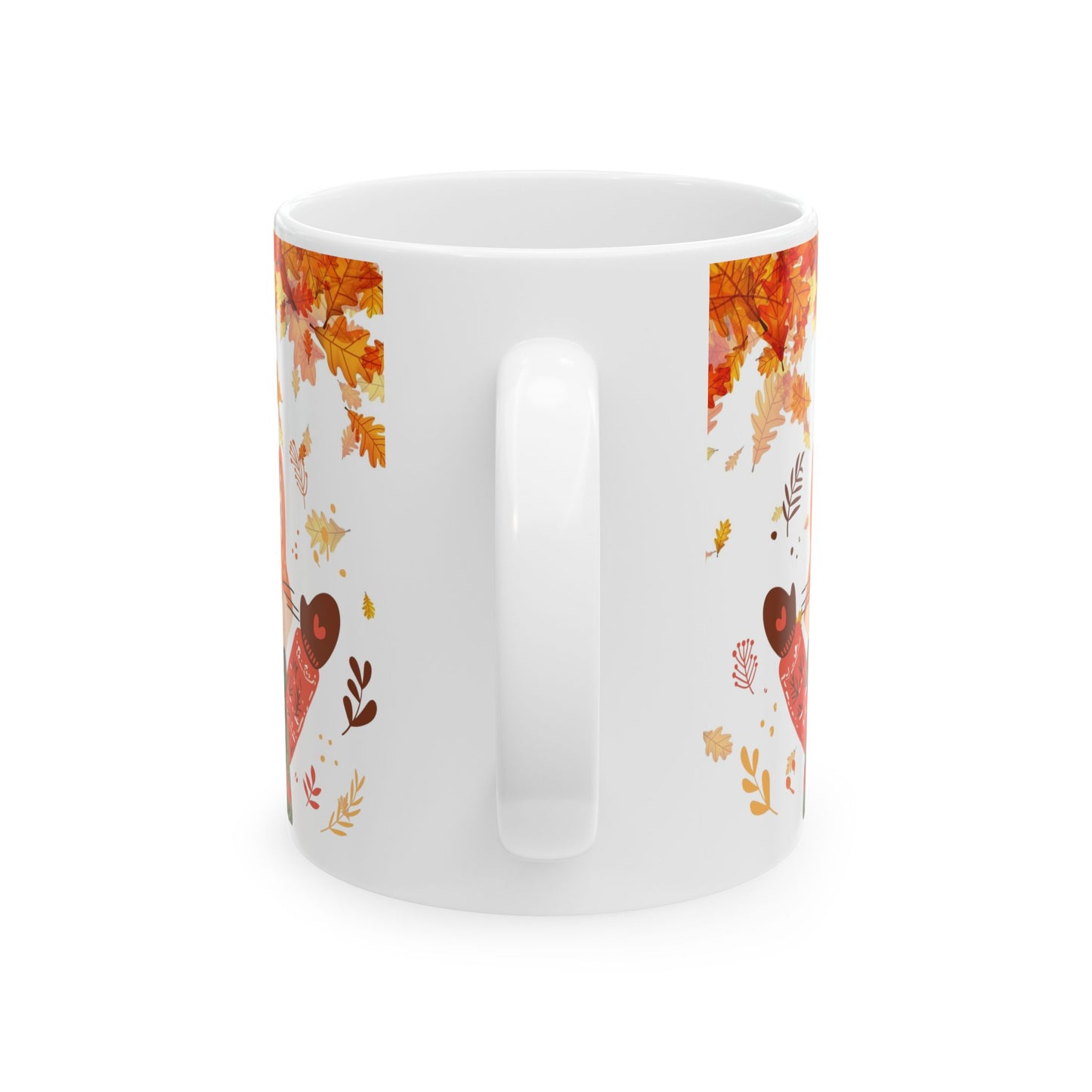 Autumn Fox with Leaves Ceramic Mug, Fall Coffee Mug, Autumn Mug, Thanksgiving Mug, Back to School Mug, Fox Lovers Gift, 11oz and 15 oz mugs