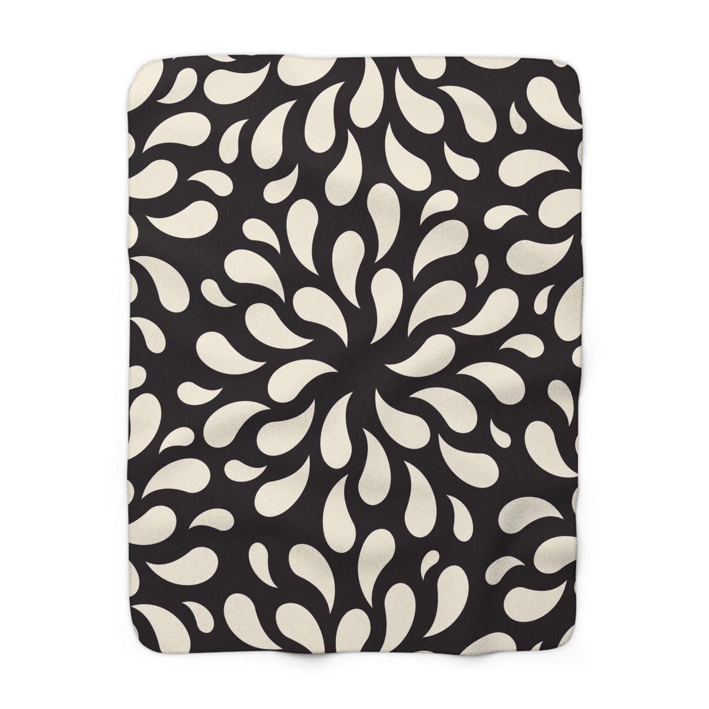 Black & Cream Swirl Sherpa Blanket — Cozy Geometric Fleece Throw