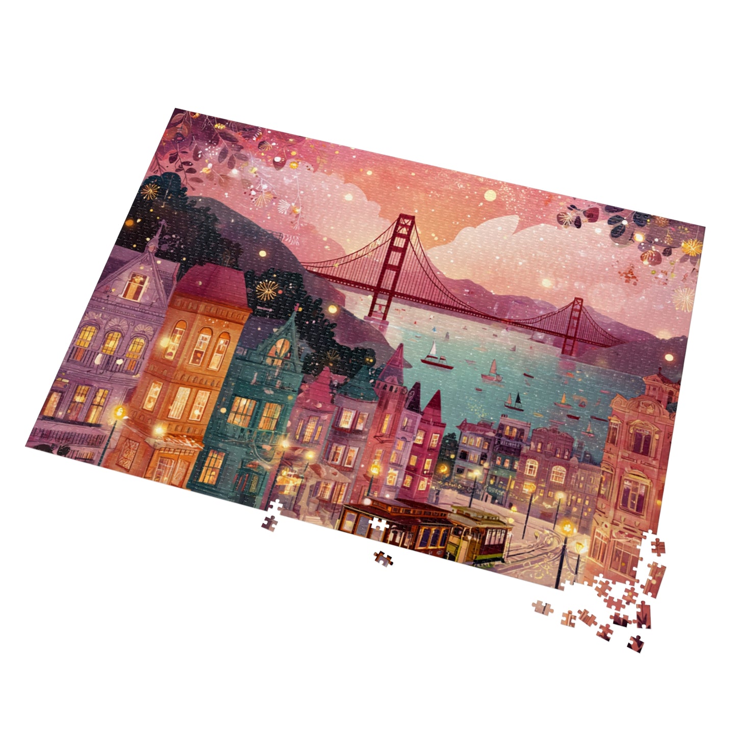 San Francisco by the Bay Puzzle – A Whimsical Cityscape-Jigsaw Puzzle with Tin