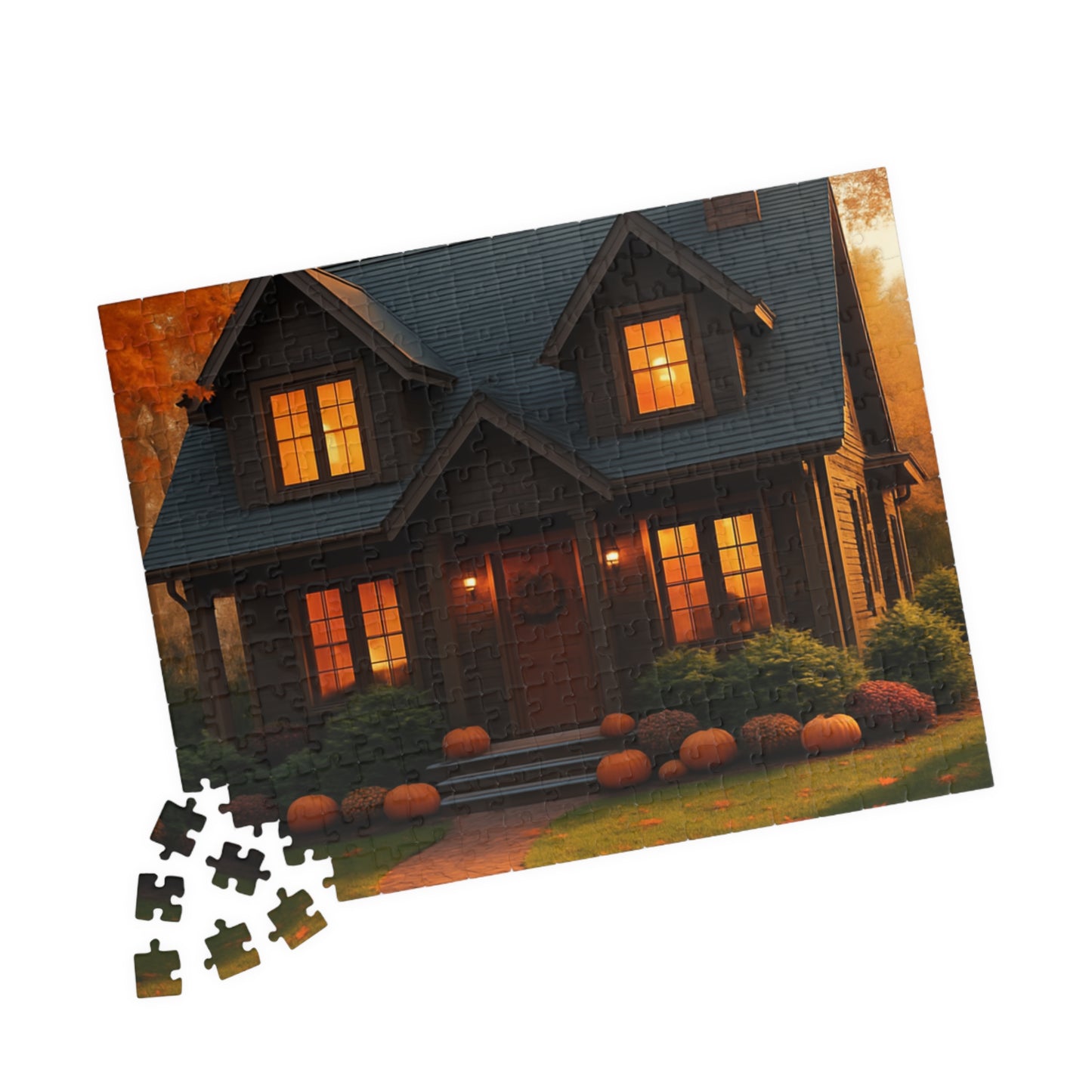 Autumn Cottage Jigsaw Puzzle – Cozy Pumpkin House 252/520/1014 pcs