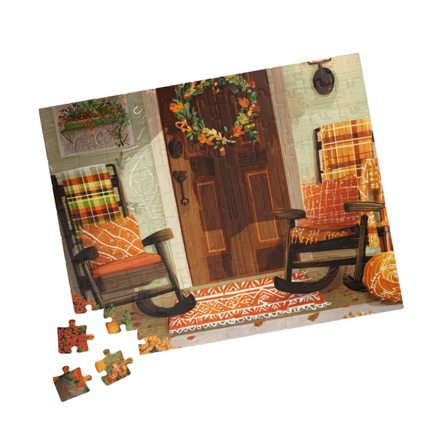 Autumn Porch Puzzle — 520/1014-Piece Fall Jigsaw with Cozy Harvest Doorway Scene