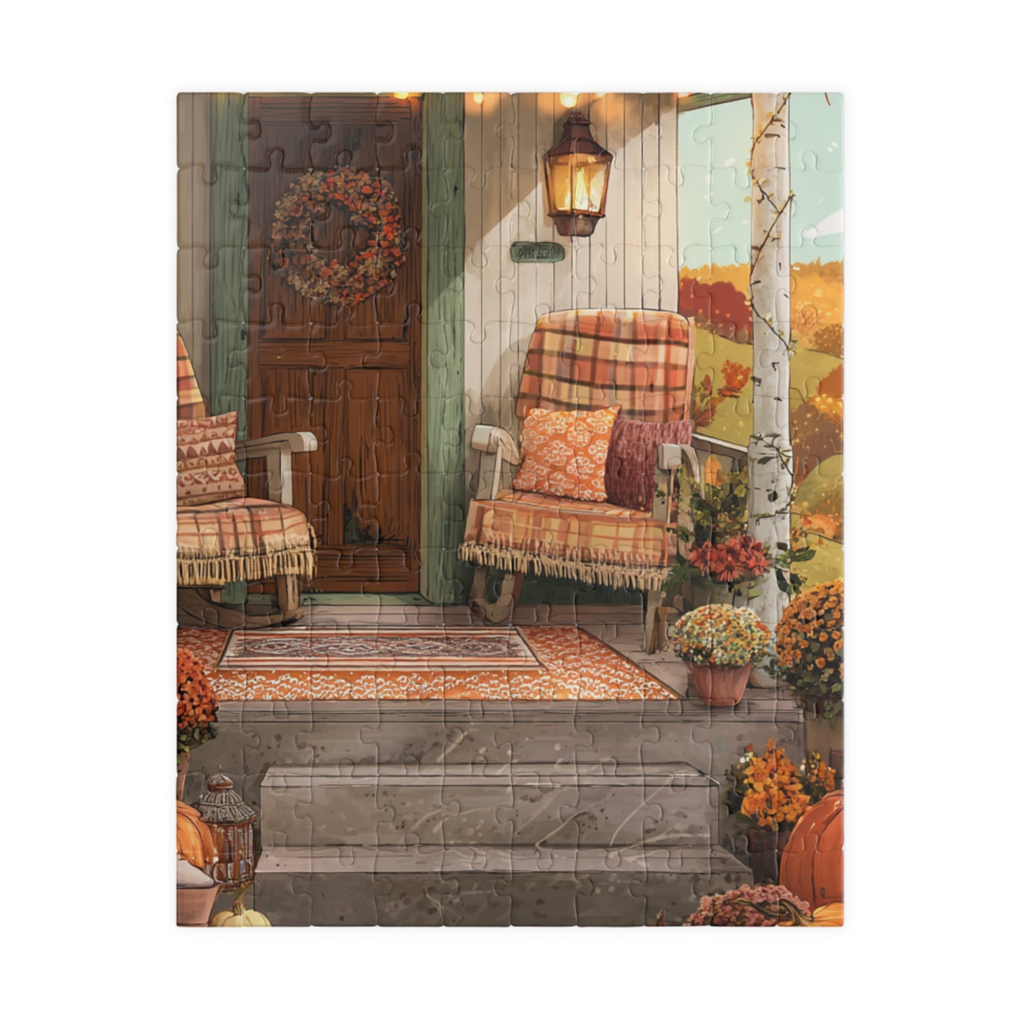 Autumn Porch Puzzle – Cozy Fall Front Porch Jigsaw (110/252/520/1014 pcs)