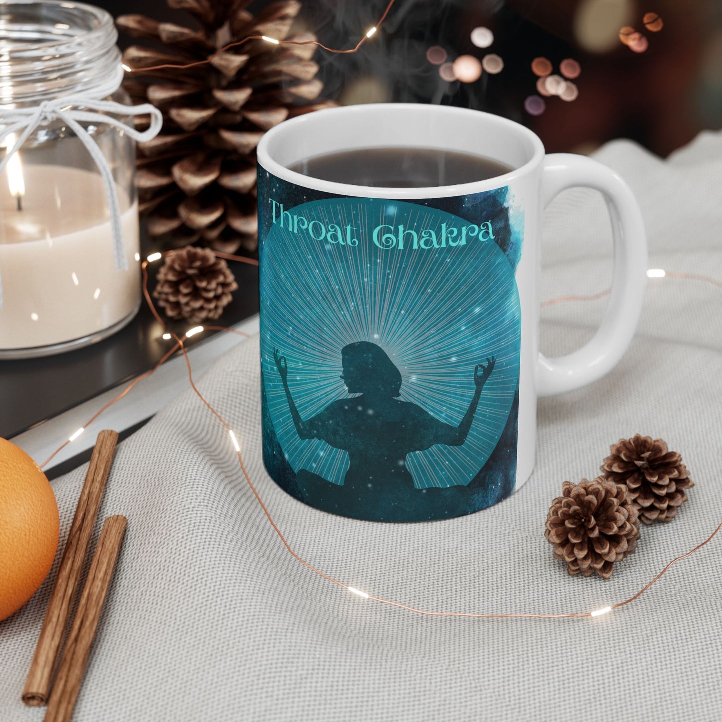 Throat Chakra Mug, Ethereal Chakra Mug Collection, 5th Chakra, Communication & Truth Mug Cup, Spiritual Gift, 11oz, 15oz Mugs