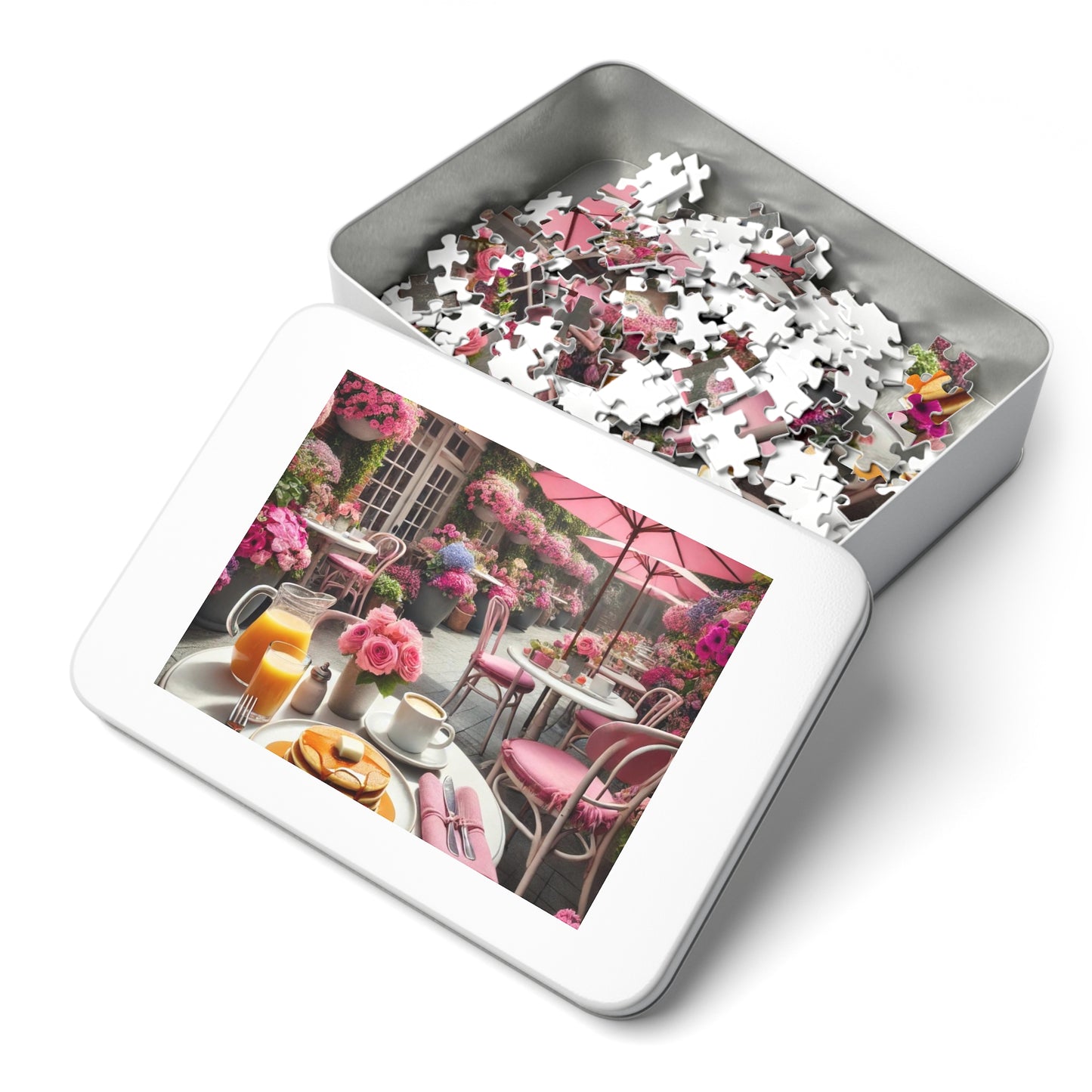 Blooming Café Bliss: Pancakes In Paradise- Jigsaw Puzzle