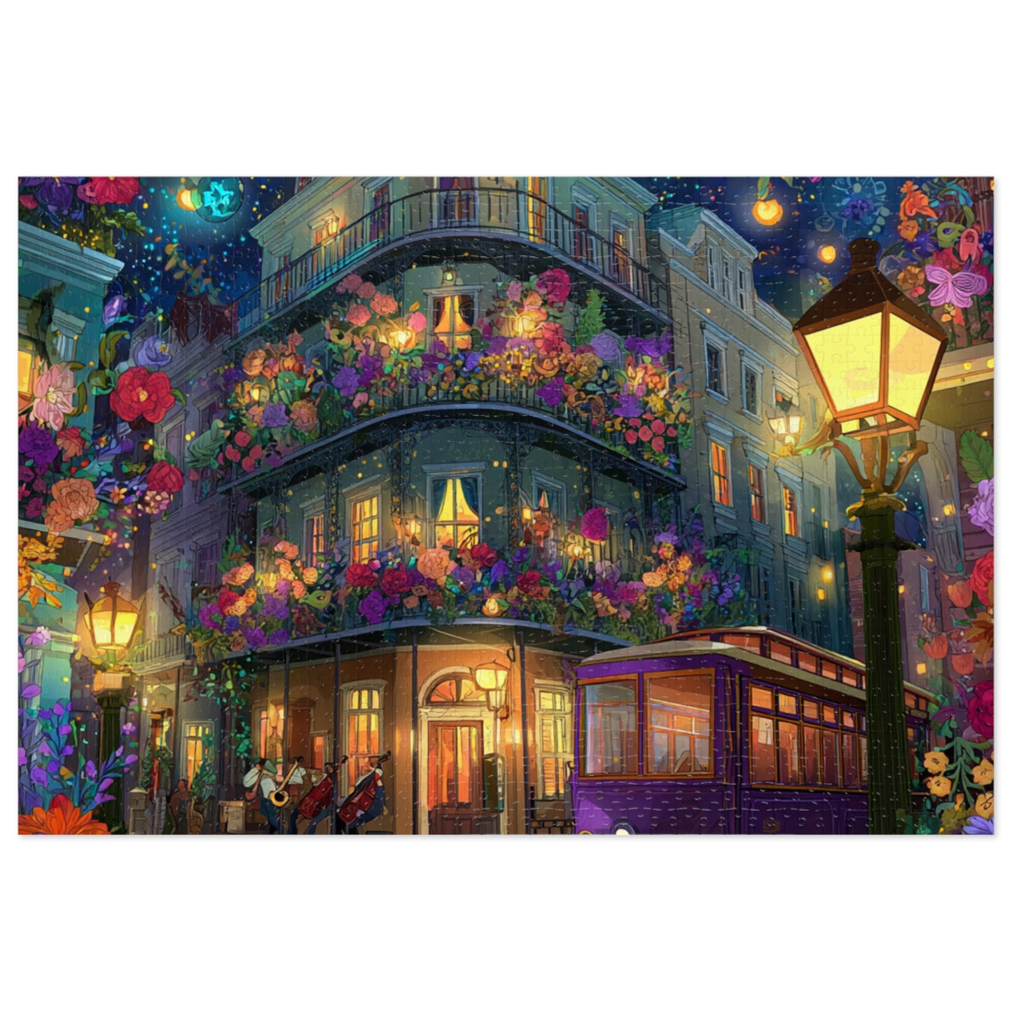 Whimsical Floral New Orleans Puzzle – A Colorful French Quarter Adventure Jigsaw Puzzle with Tin