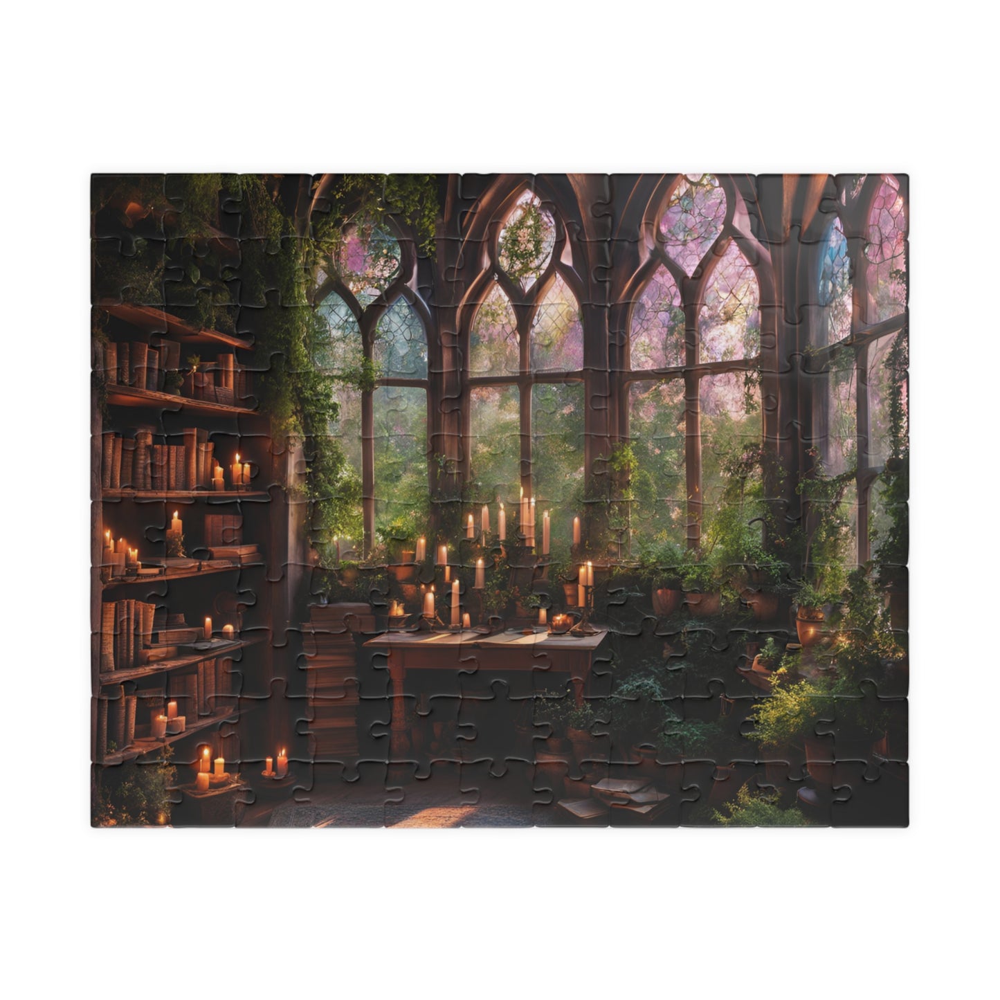 Magical Cozy Library Puzzle, 110, 252, 520, 1014-piece, Magical cozy library puzzle with enchanted books and mystical artifacts"