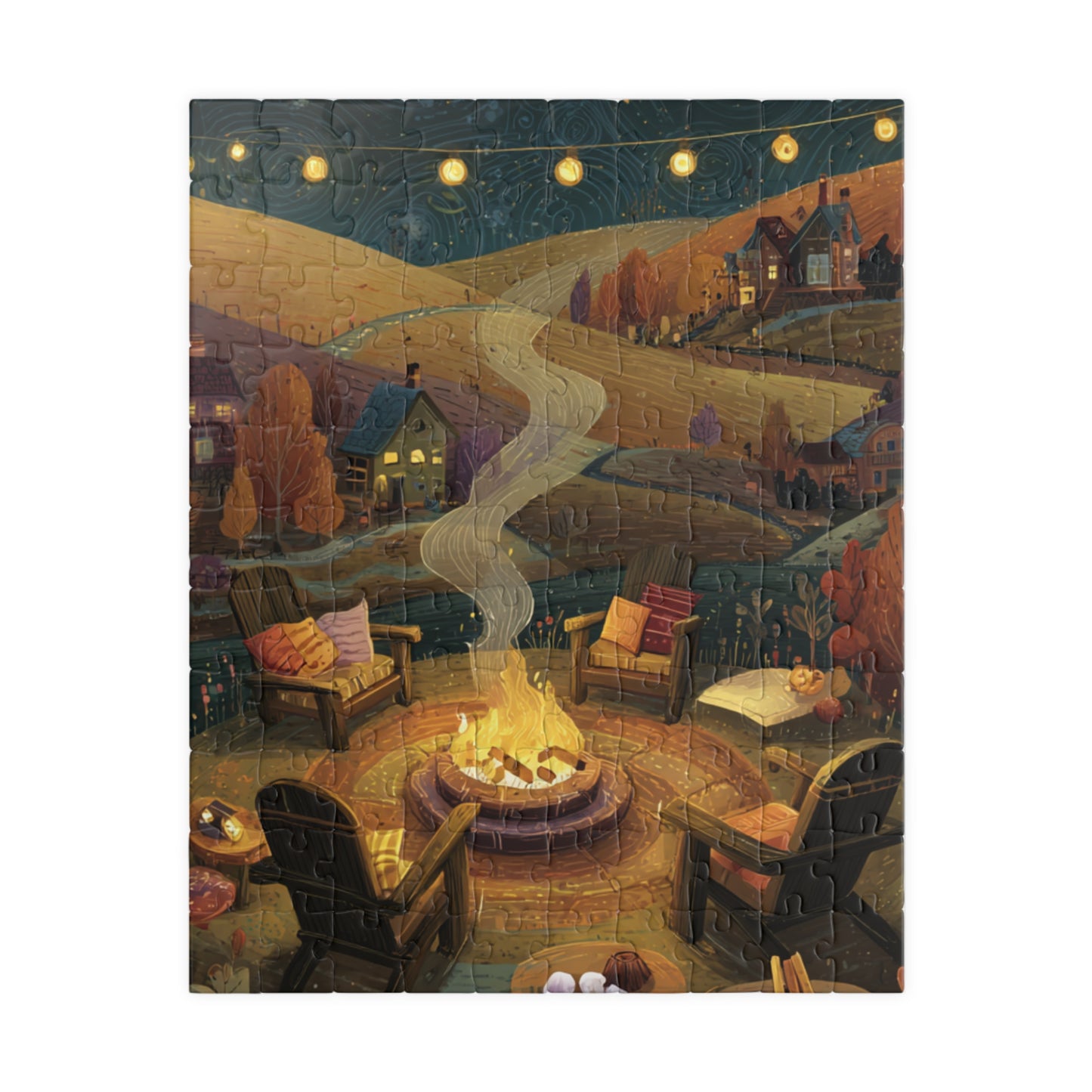 Fireside Glow Puzzle | Relaxing Campfire Scene | Cozy Outdoor Jigsaw | Family Game Night Gift | Jazz N’ Coffee Puzzles