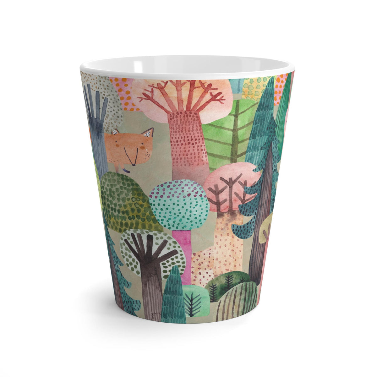 Whimsical Forest Fox Latte Mug , Cozy Coffee Cup, Nature-Inspired Drinkware, Gift for Nature Lovers, Gift for Tea and Coffee Lovers