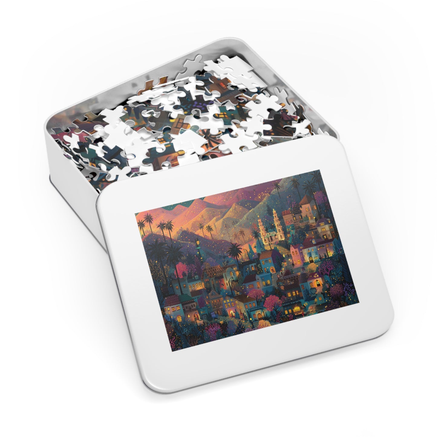 Los Angeles: The Magic of Hollywood Jigsaw Puzzle with Tin