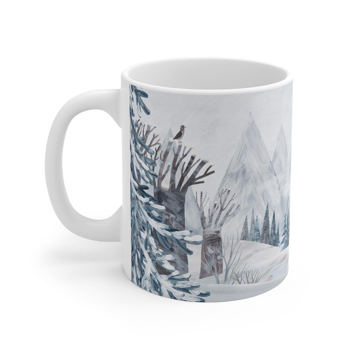 Winter Wonderland Mug, Cozy Coffee Cup, Scenic Nature Drinkware, Holiday Gift, Winter Decor, Snowy Mountains