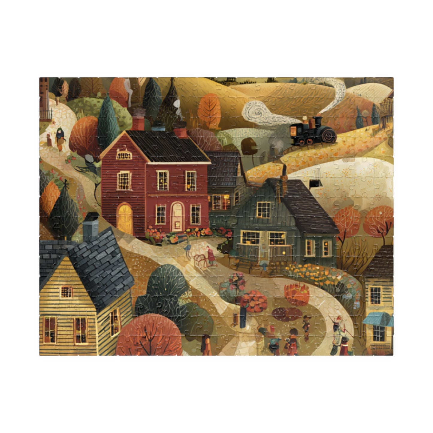 Autumnbrook Hollow Village Puzzle – Cozy Fall Family Fun, Seasonal Gift, Indoor Activity | 110–1014 Pieces