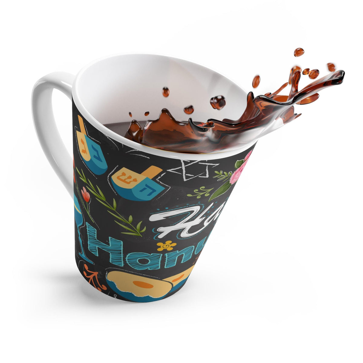 Festive Hanukkah Latte Mug, Holiday Coffee Cup, Jewish Celebration Drinkware, Unique Gift for Chanukah, Cozy Home Decor
