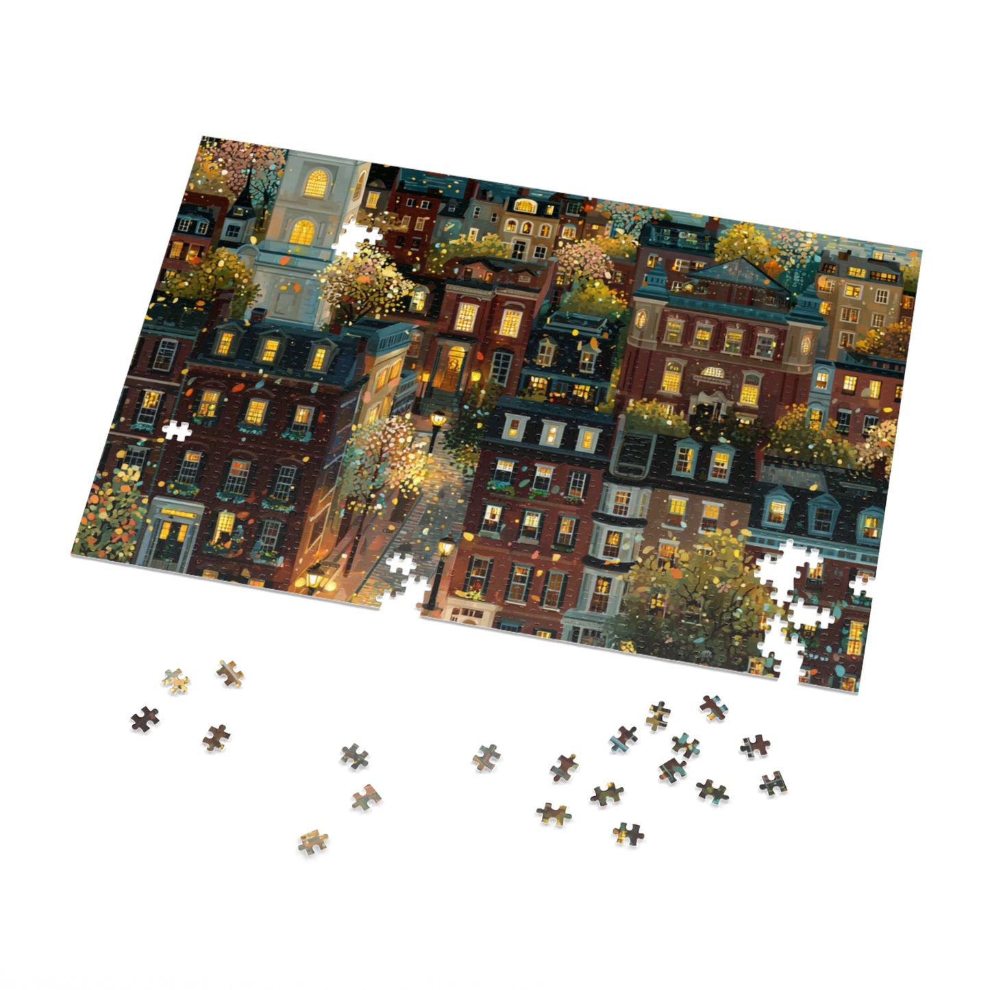 Whimsical Boston Puzzle – A Magical New England Adventure Jigsaw Puzzle with Tin