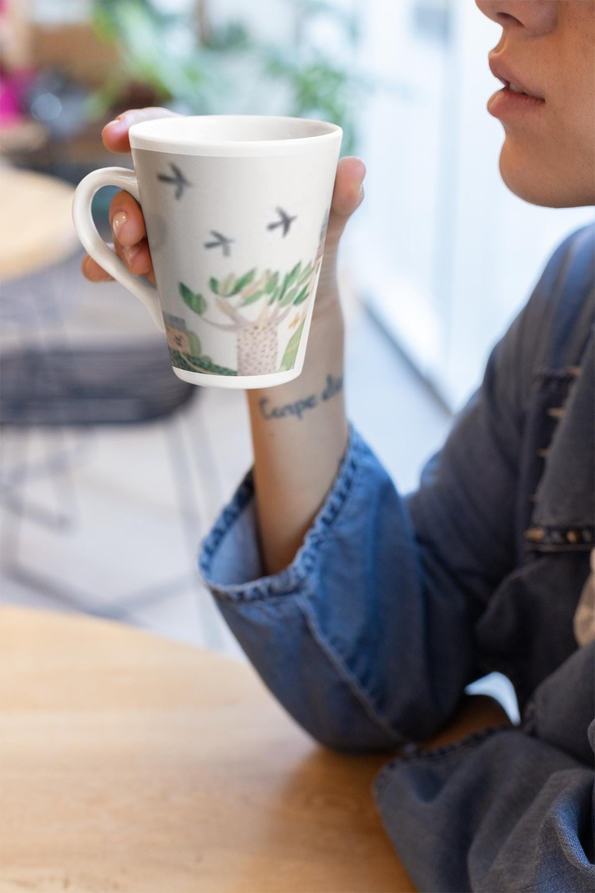 Whimsical Latte Mug with Scenic Village Design, Artistic Coffee and Tea Cup, Cozy Home Décor,  Peaceful Neighborhood Scene