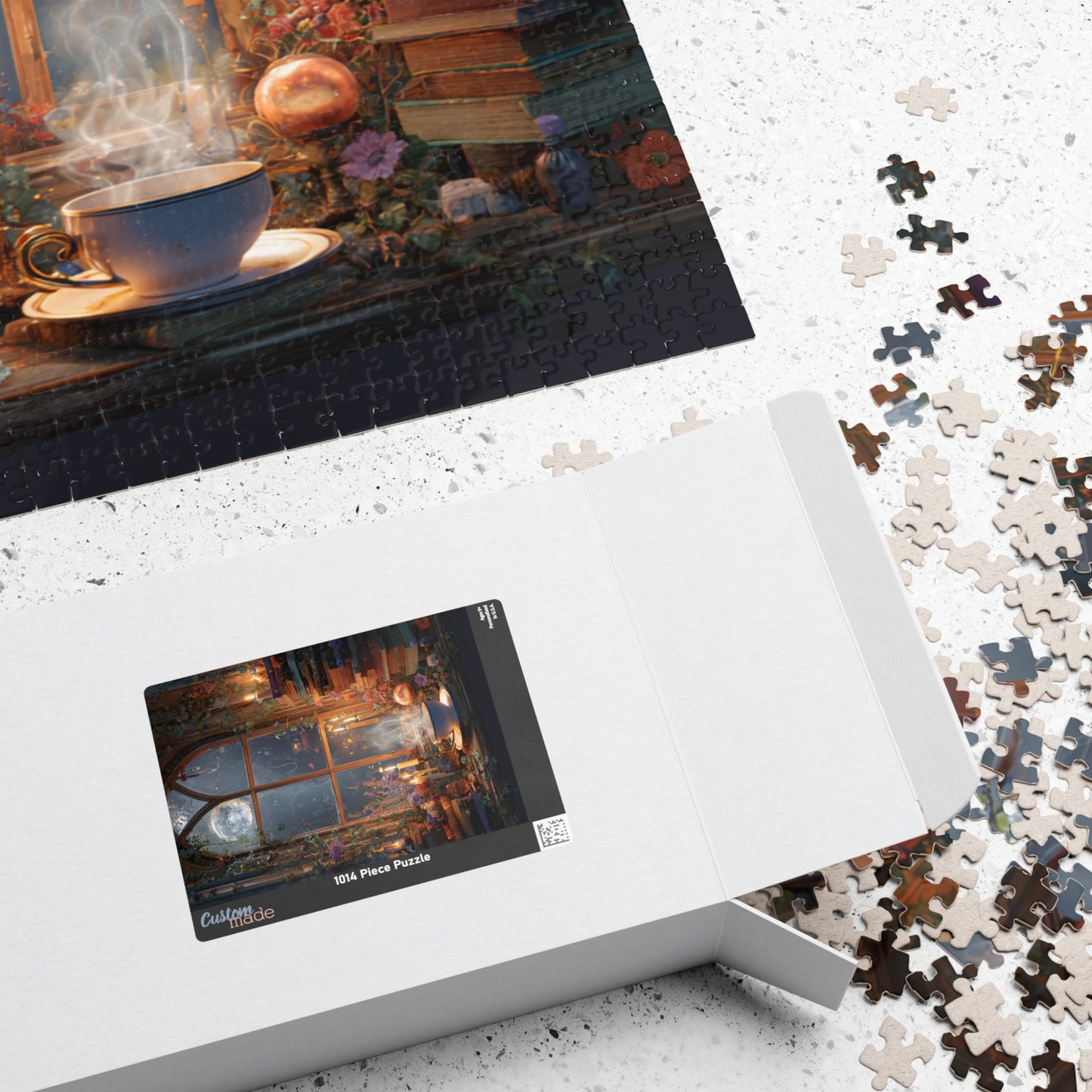 Moonlit Witchs Den Puzzle with Spellbooks, Herbal Remedies and Candlelit Magic Jigsaw Puzzle, Witchy Puzzle, Halloween Puzzle