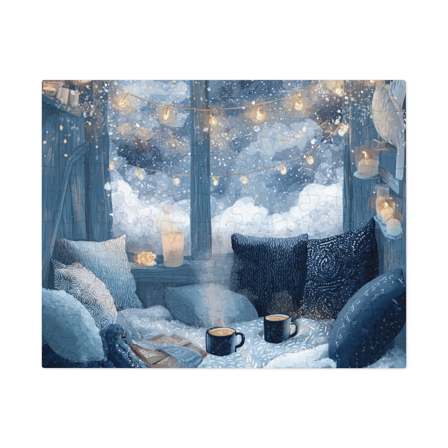 Snowy Window Glow Cozy Winter Night Hygge Jigsaw for Relaxing Evenings & Holiday Gifts