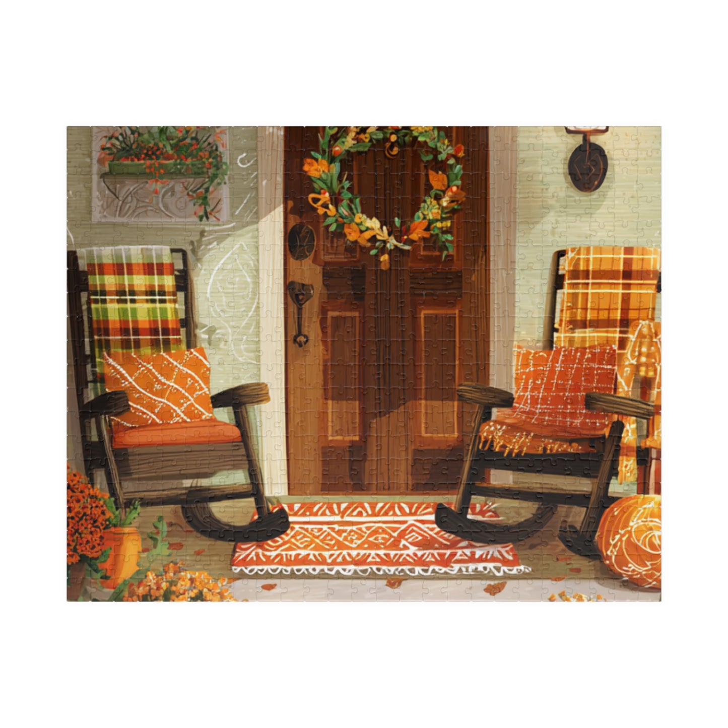 Autumn Porch Puzzle — 520/1014-Piece Fall Jigsaw with Cozy Harvest Doorway Scene