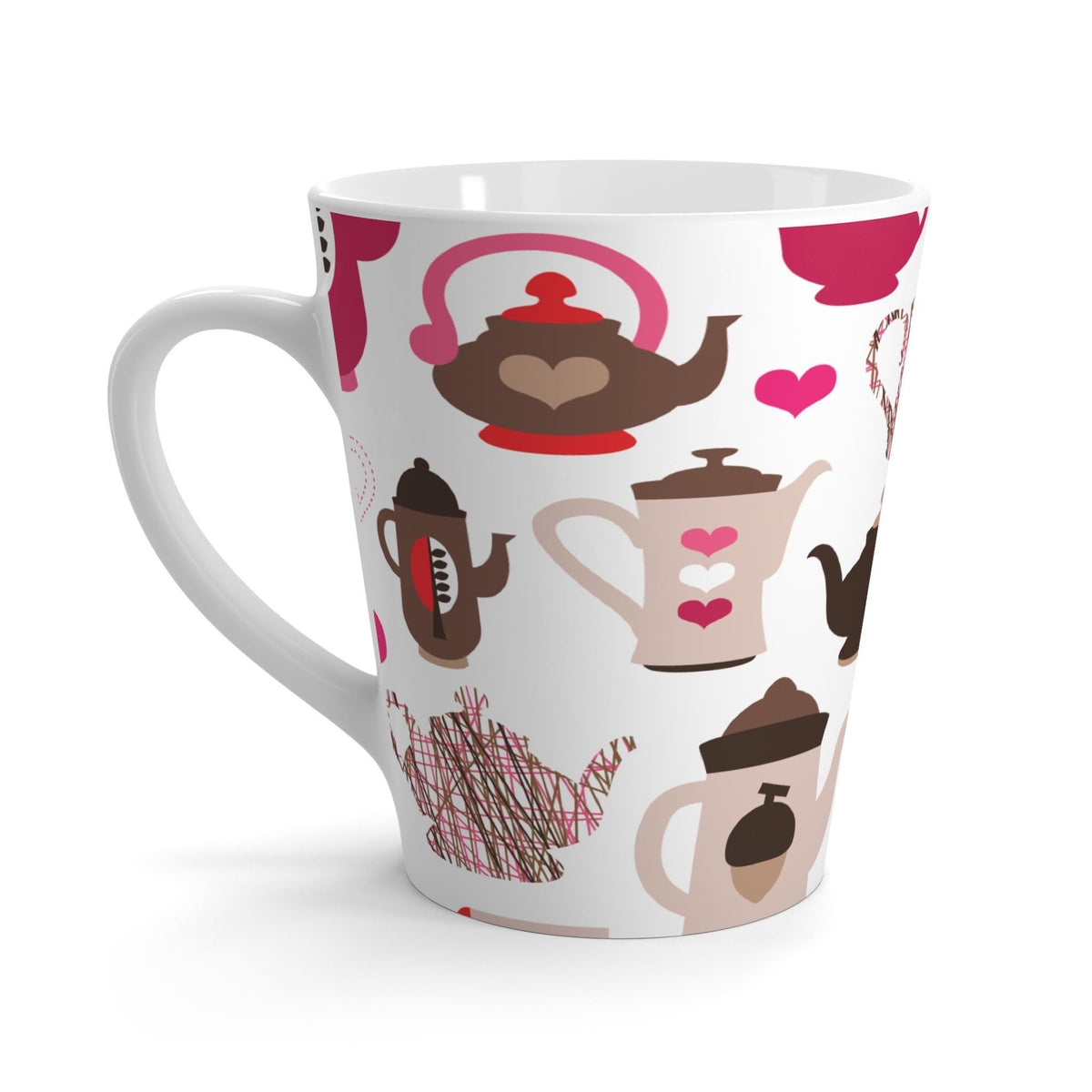 Whimsical Teapot Latte Mug - Perfect for Tea Lovers, Cozy Evenings, Gift for Friends, Mother's Day, Kitchen Decor, 12oz mug