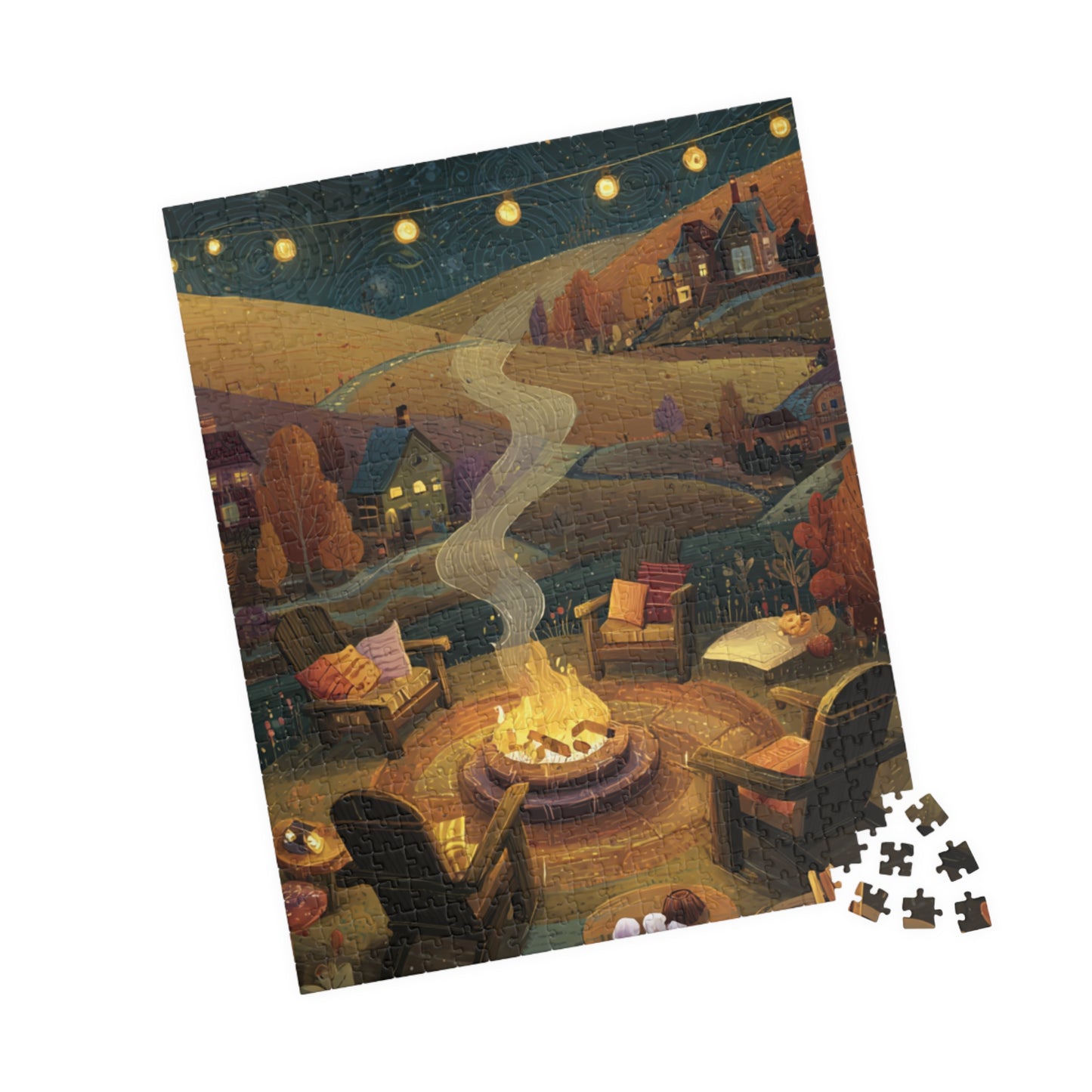 Fireside Glow Puzzle | Relaxing Campfire Scene | Cozy Outdoor Jigsaw | Family Game Night Gift | Jazz N’ Coffee Puzzles