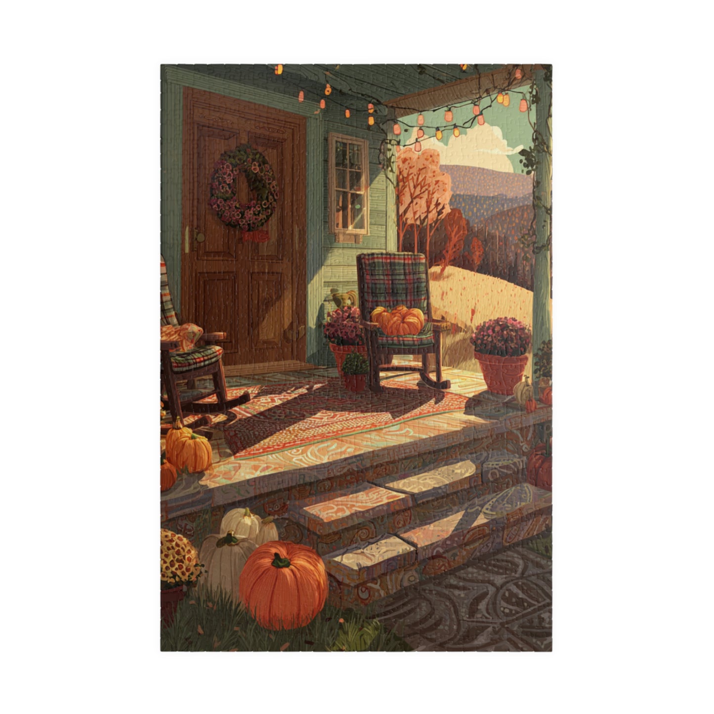 Autumn Porch Scene Jigsaw Puzzle — Cozy Fall Pumpkin Puzzle (110–1014 Pieces)