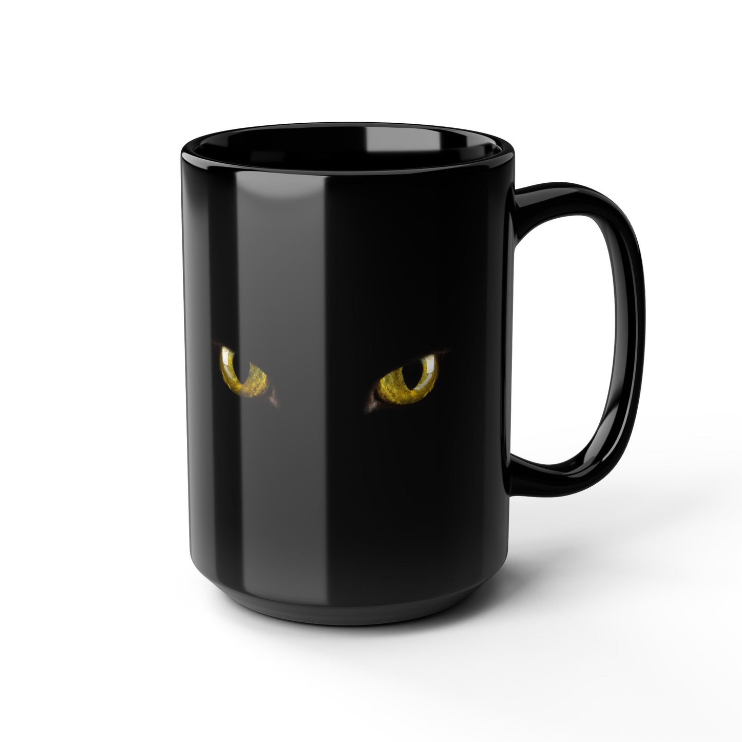 Yellow Cat Eyes Black Mug, Halloween Coffee & Tea Mug, Black Mug 11 oz and 15 oz, Perfect gift for Cat Lovers