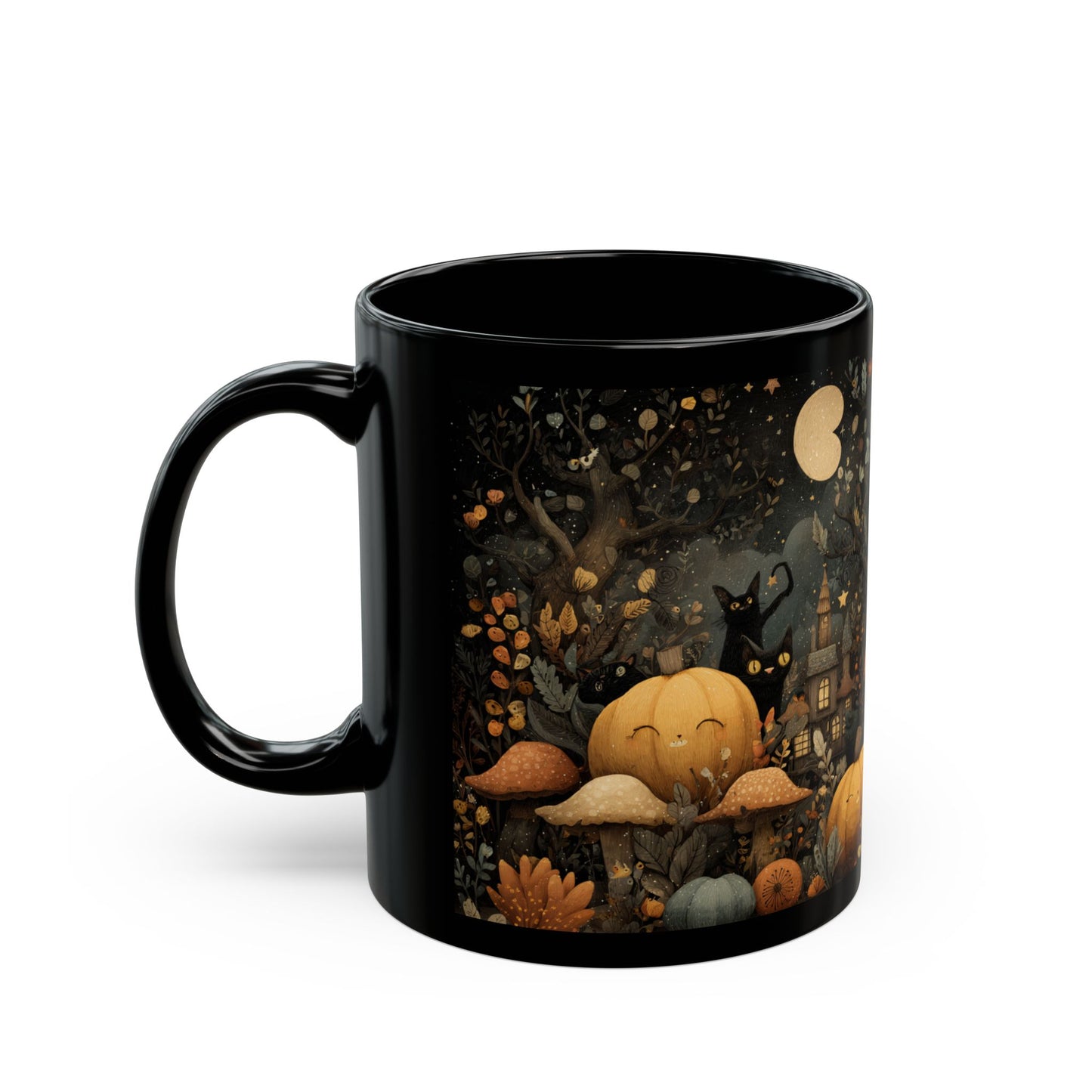 Whimsical Halloween Mug - Cozy Autumn Vibes, Perfect for Spooky Season, Cat Lover Gift, Fall Decor, Holiday Beverage Cup