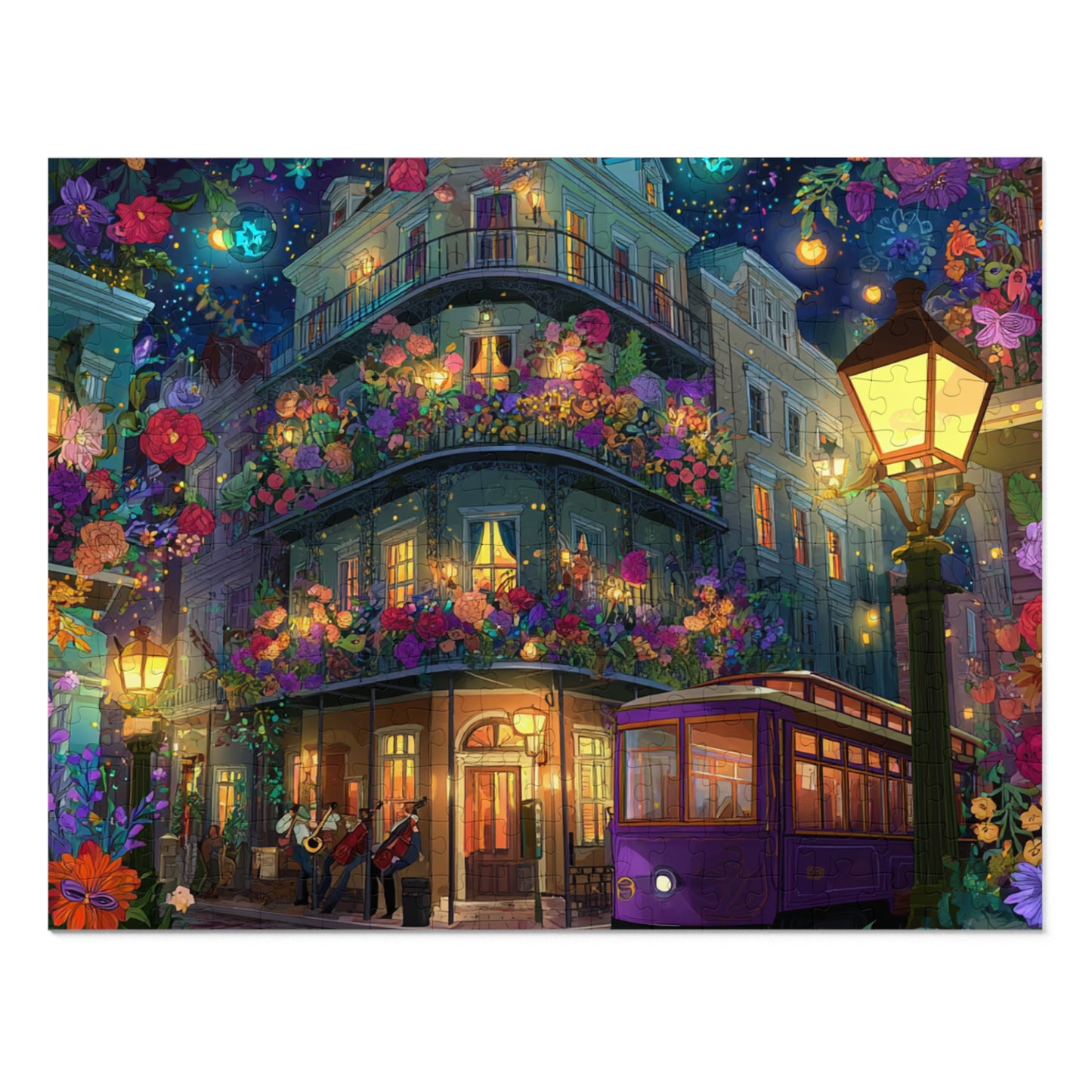 Whimsical Floral New Orleans Puzzle – A Colorful French Quarter Adventure Jigsaw Puzzle with Tin