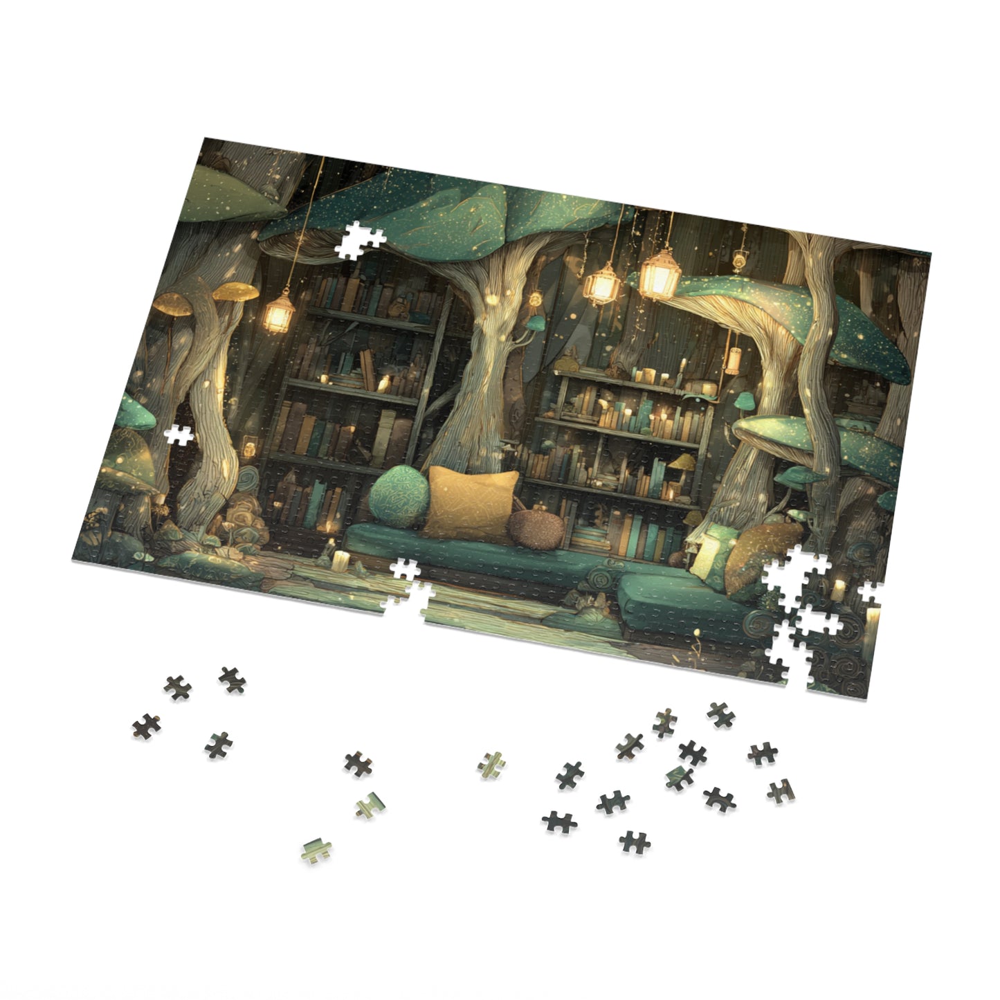 Mystical Mushroom Library Jigsaw Puzzle (with Tin)