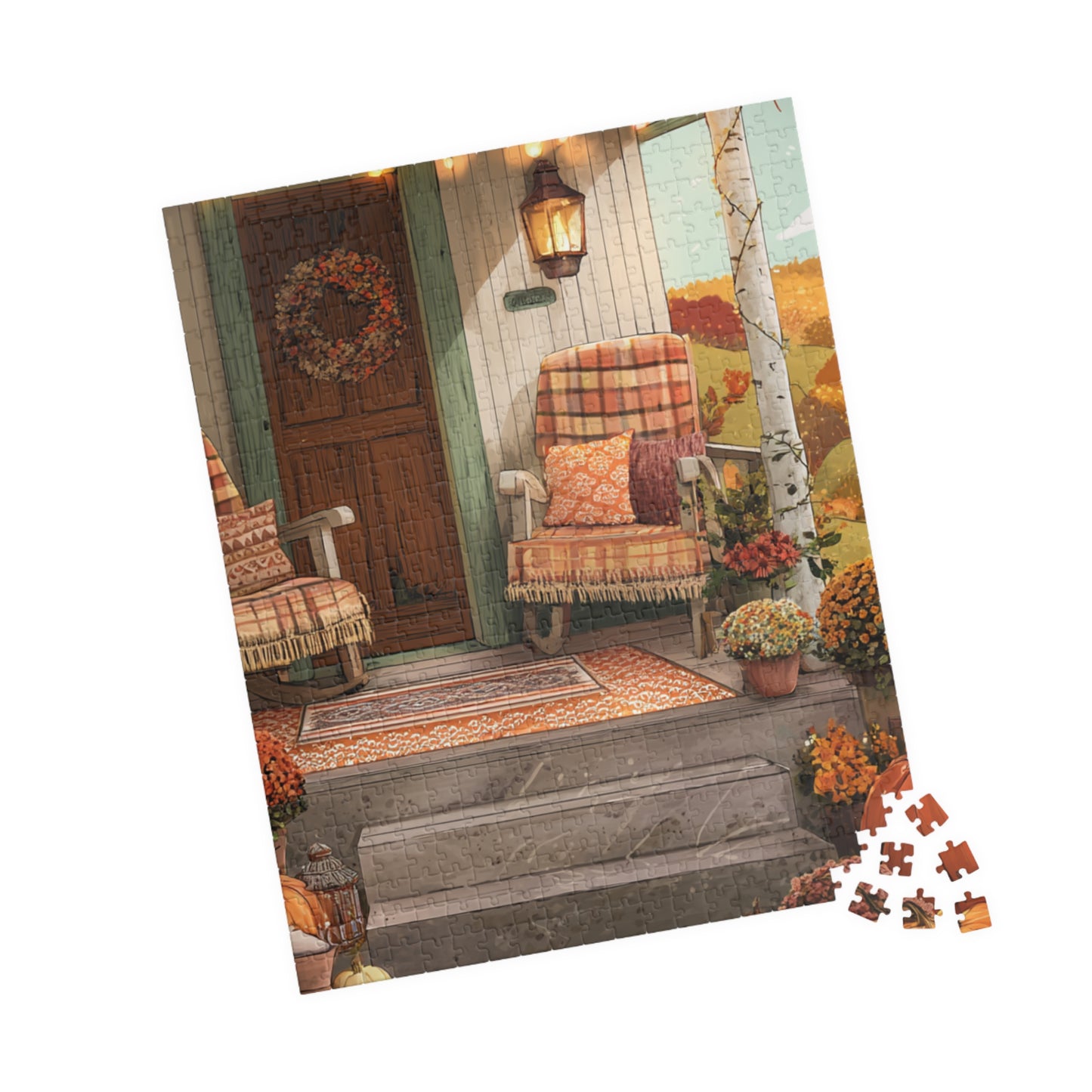 Autumn Porch Puzzle – Cozy Fall Front Porch Jigsaw (110/252/520/1014 pcs)