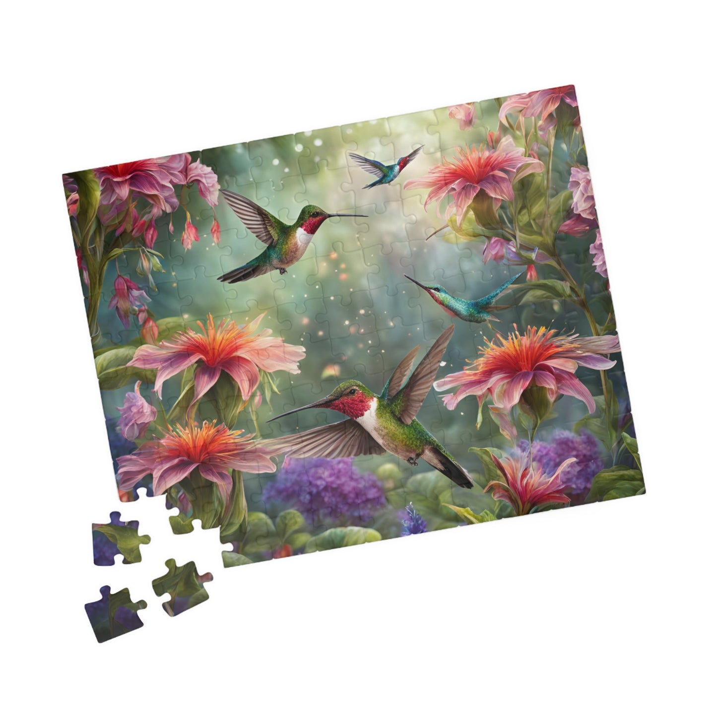 Nature's Harmony Puzzle - Colorful Hummingbirds & Flowers, 110-1014 pieces, Perfect for Family Time, Gifts, and Relaxation