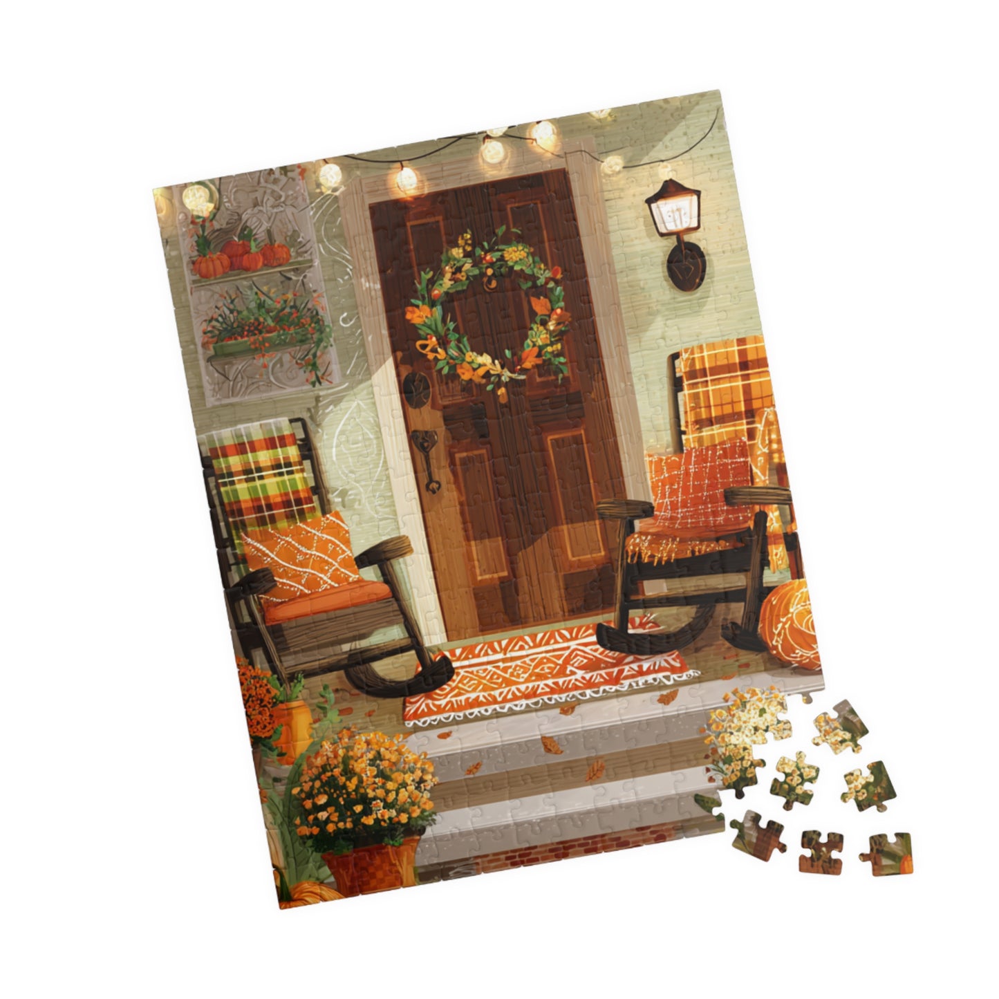 Autumn Porch Puzzle — 520/1014-Piece Fall Jigsaw with Cozy Harvest Doorway Scene