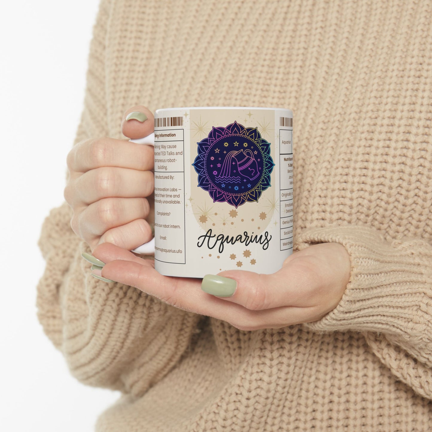 Aquarius Nutrition Facts Mug, Funny Astrology Gift, Horoscope Coffee Cup, 11oz, 15oz Mug, Aquarius Birthday Gift
