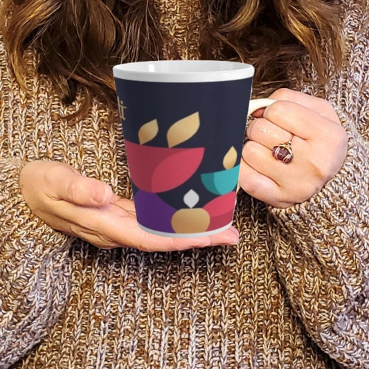 Happy Diwali Latte Mug, Festive Coffee Cup with Colorful Design, Perfect Gift for Diwali Celebrations & Festivals of Light, 12oz