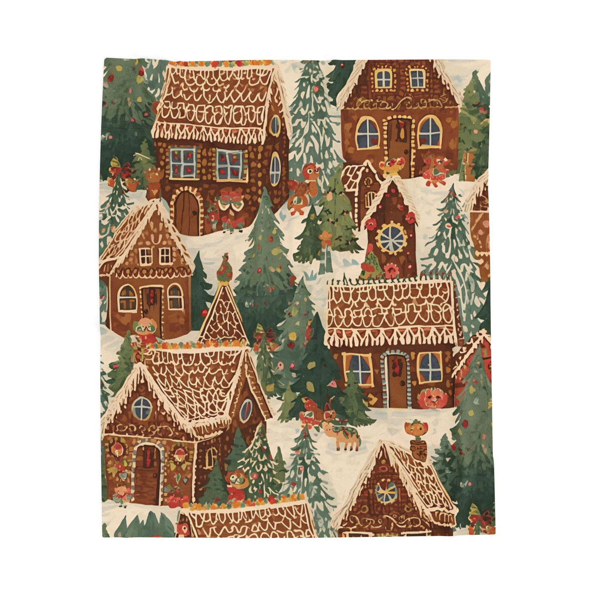 Whimsical Gingerbread House Winter Velveteen Plush Blanket | Cozy Christmas Throw | Soft Plush Blanket Gift | Holiday Home Decor