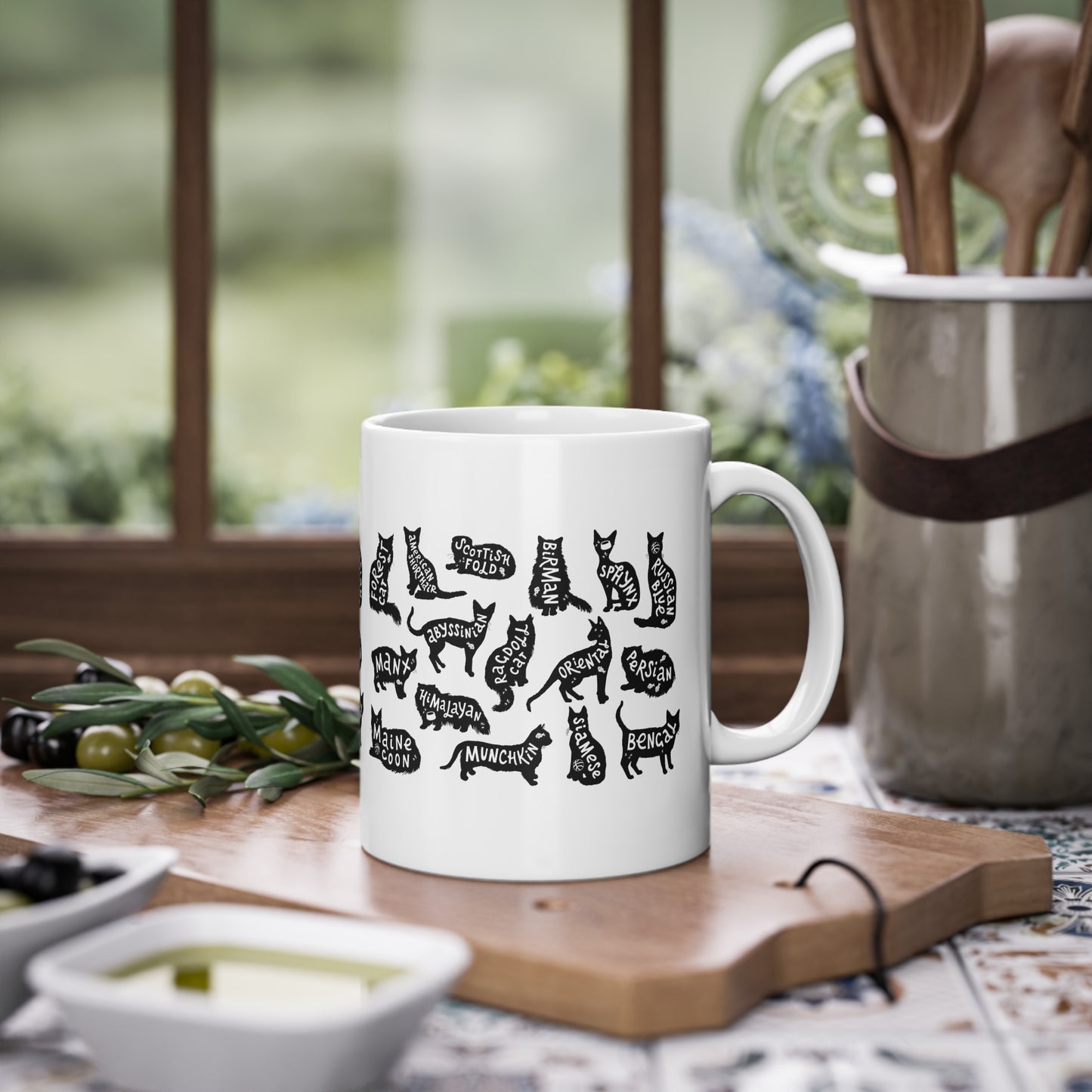 Cat Breeds Mug, 11oz Mug, Cute Coffee Cup for Cat Lovers,  Kitty Art Mug for Cat Moms & Dads, Veterinarian Gift, Pet Sitter Gift