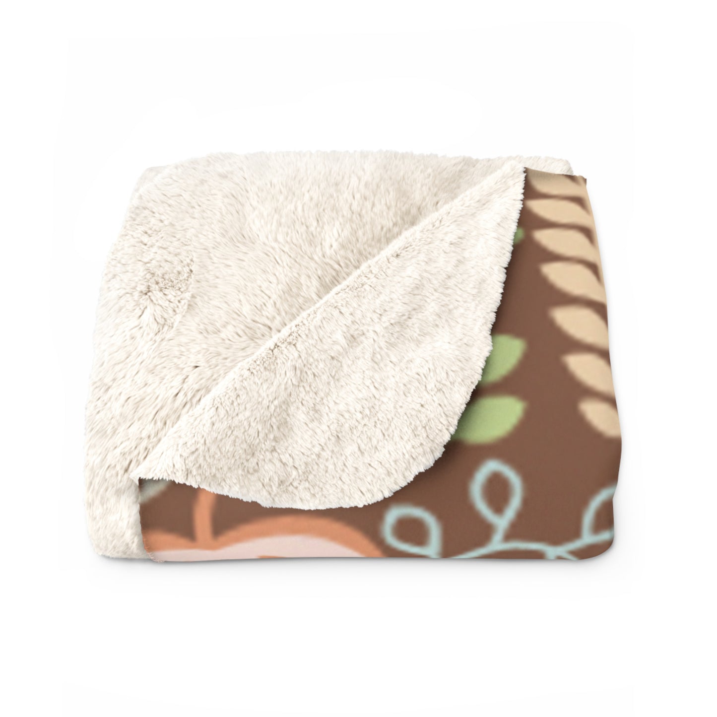 Autumn Mushroom Sherpa Blanket — Cozy Woodland Fleece Throw