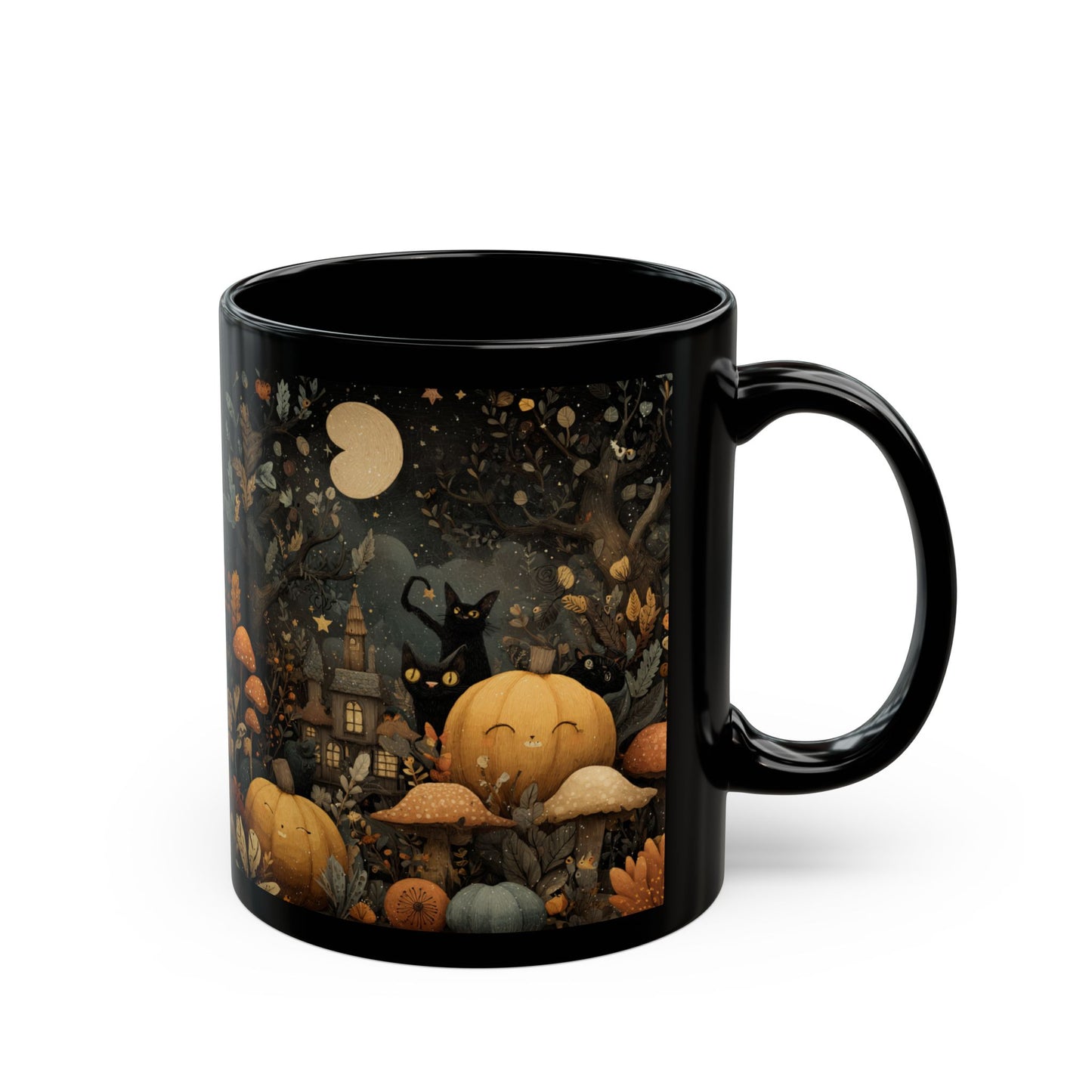 Whimsical Halloween Mug - Cozy Autumn Vibes, Perfect for Spooky Season, Cat Lover Gift, Fall Decor, Holiday Beverage Cup
