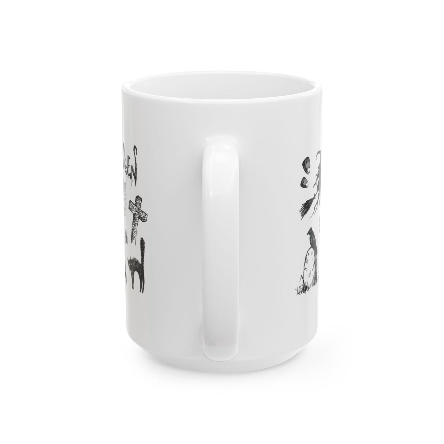 Halloween Ceramic Mug, Spooky Gift, Ghosts & Ghouls, 11oz 15oz, Fall Decor, Unique Halloween Mug